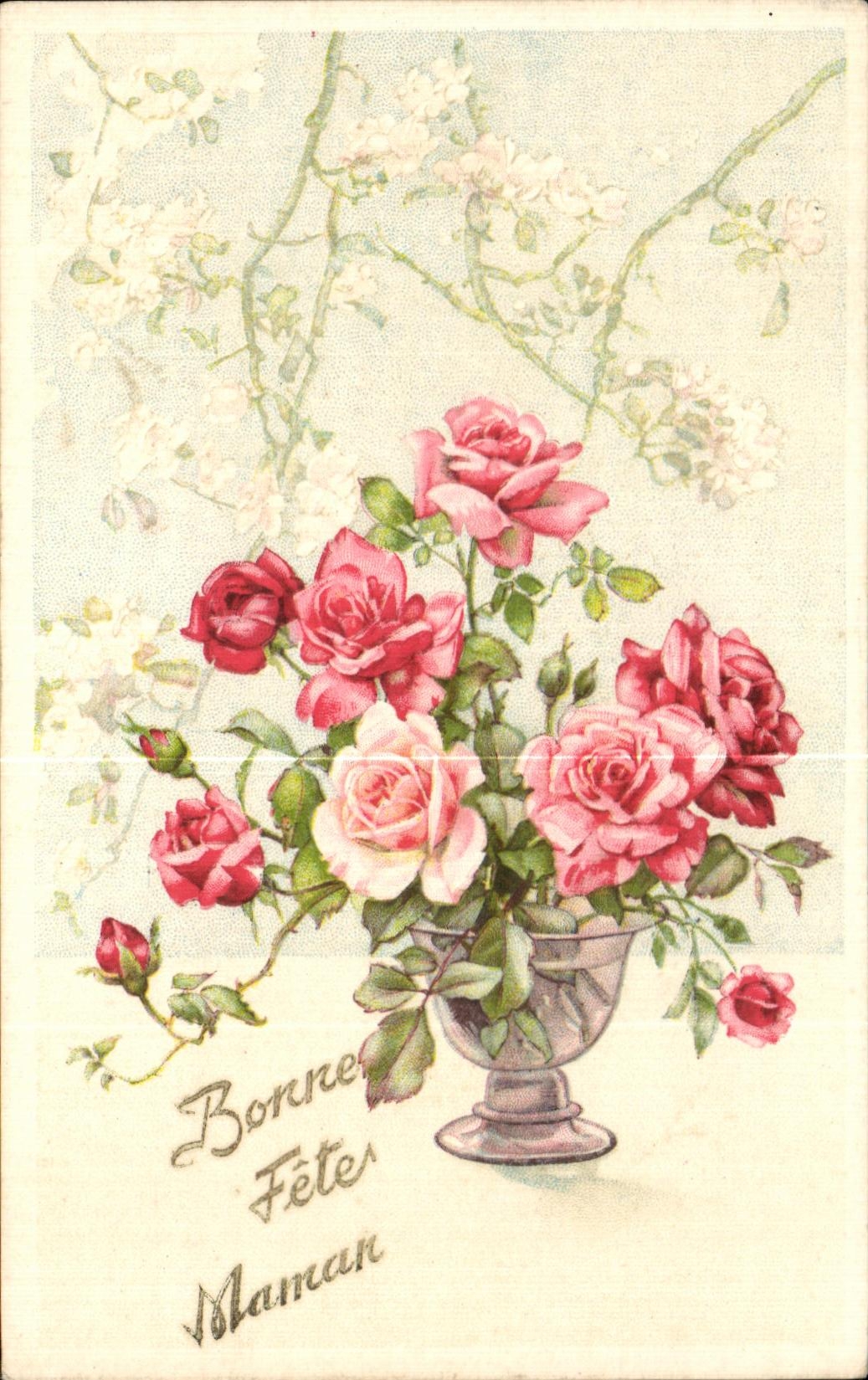 CPA Fantaisie Fleurs Rose Bonne fete Maman