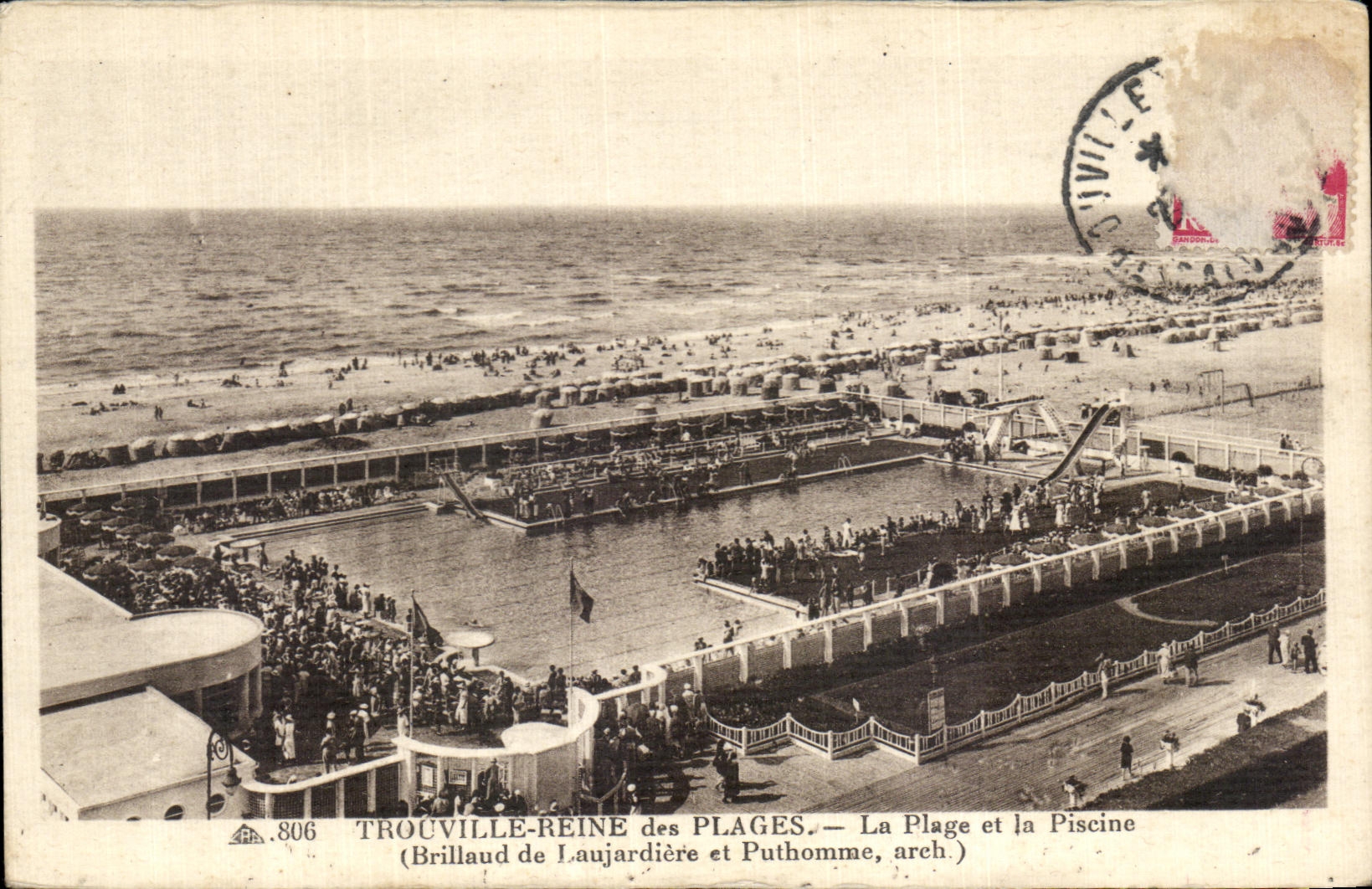 CPA Trouville Reine des Plages La Plages et la Piscine (Brillaud de Laujardiere et Puthomme areh)