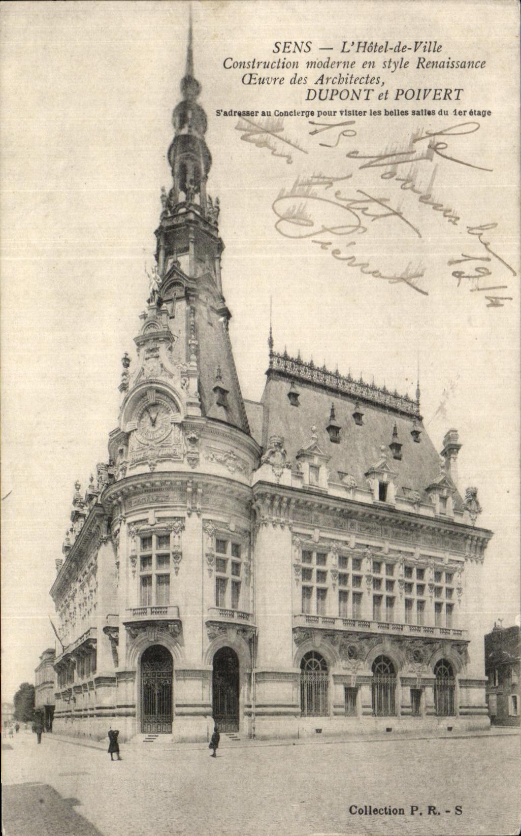 CPA Sens L Hotel de Ville Construction moderne en style Renaissance