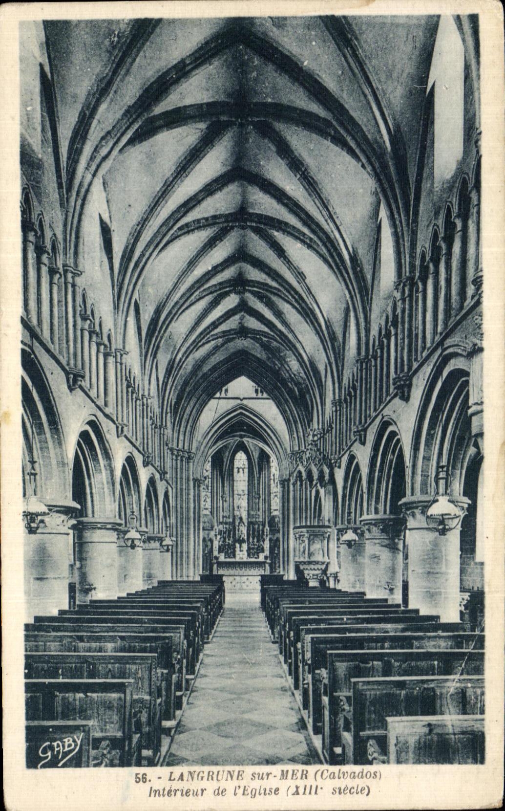 CPA Langrune on Sea (Apple-brandy) Interior of I Church (XIII sicele)