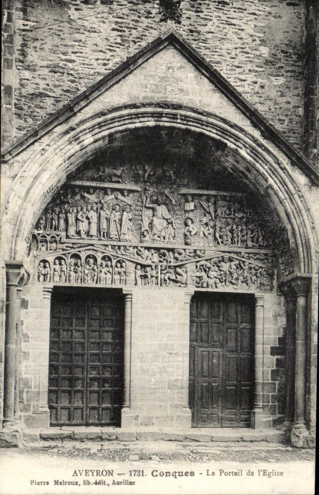 CPA Aveyron Conques Le Portail de I Eglise