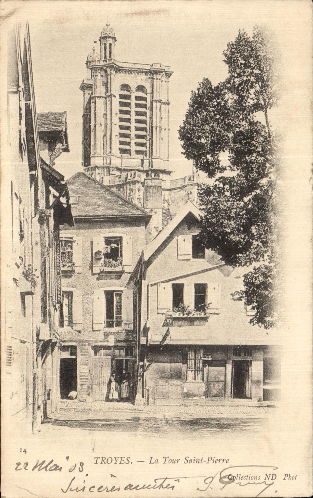 CPA Troyes the Tower Saint Pierre