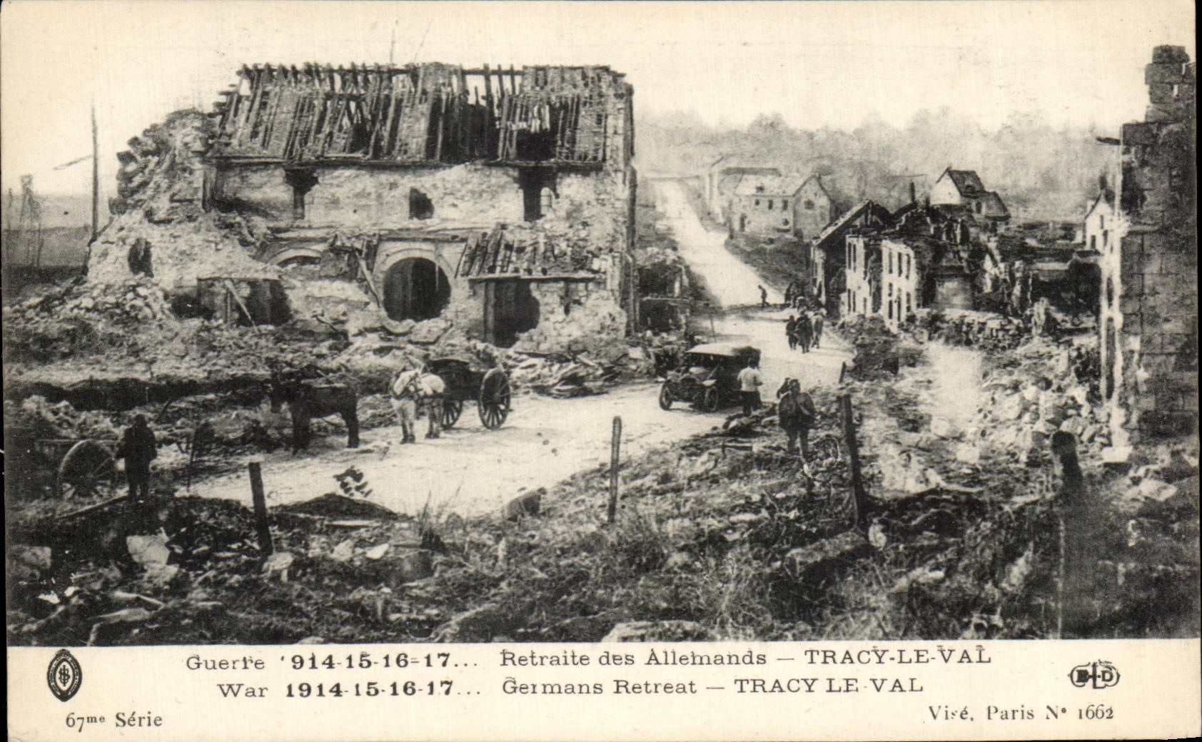 Guerra 1914 de CPA retiro 15 16 17 de los alemanes de Tracy la guerra 1914 del valle retratamiento Tracy de 15 16 17 alemanes el valle Militaria