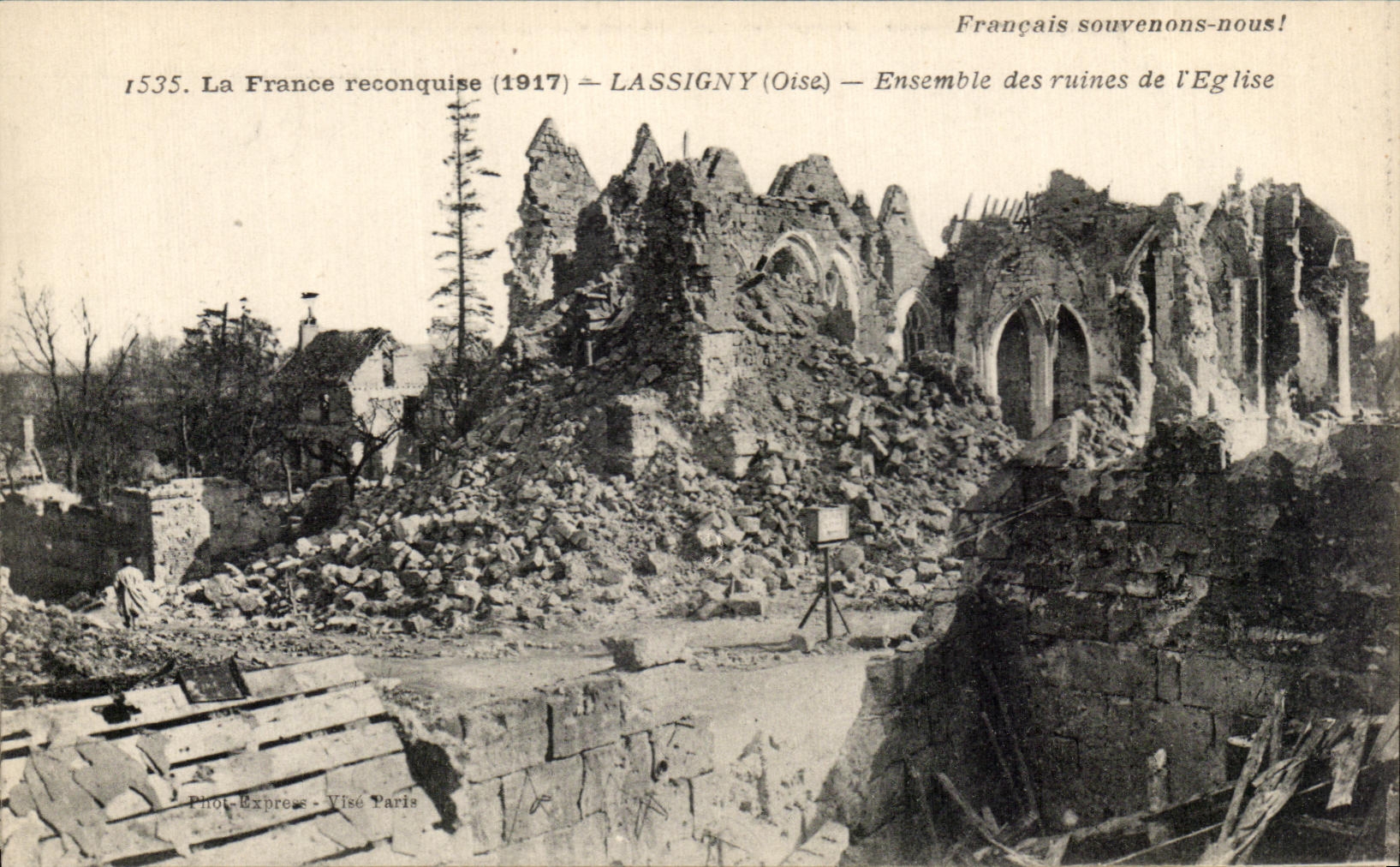 CPA reconquered France 1917 Lassigny Oise Together of the ruins of I Militaria Church