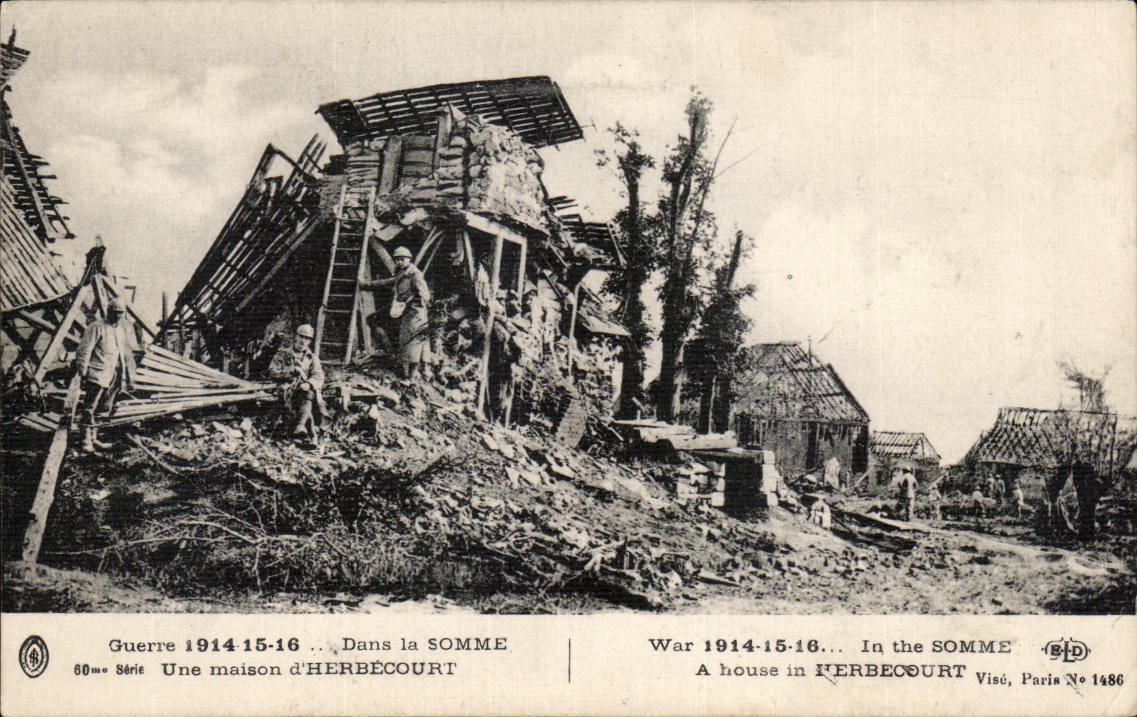 CPA Guerre 1914 15 16 In the Sum a house Herbecourt War I1914 15 16 In the Somme has house in Herbecourt Militari