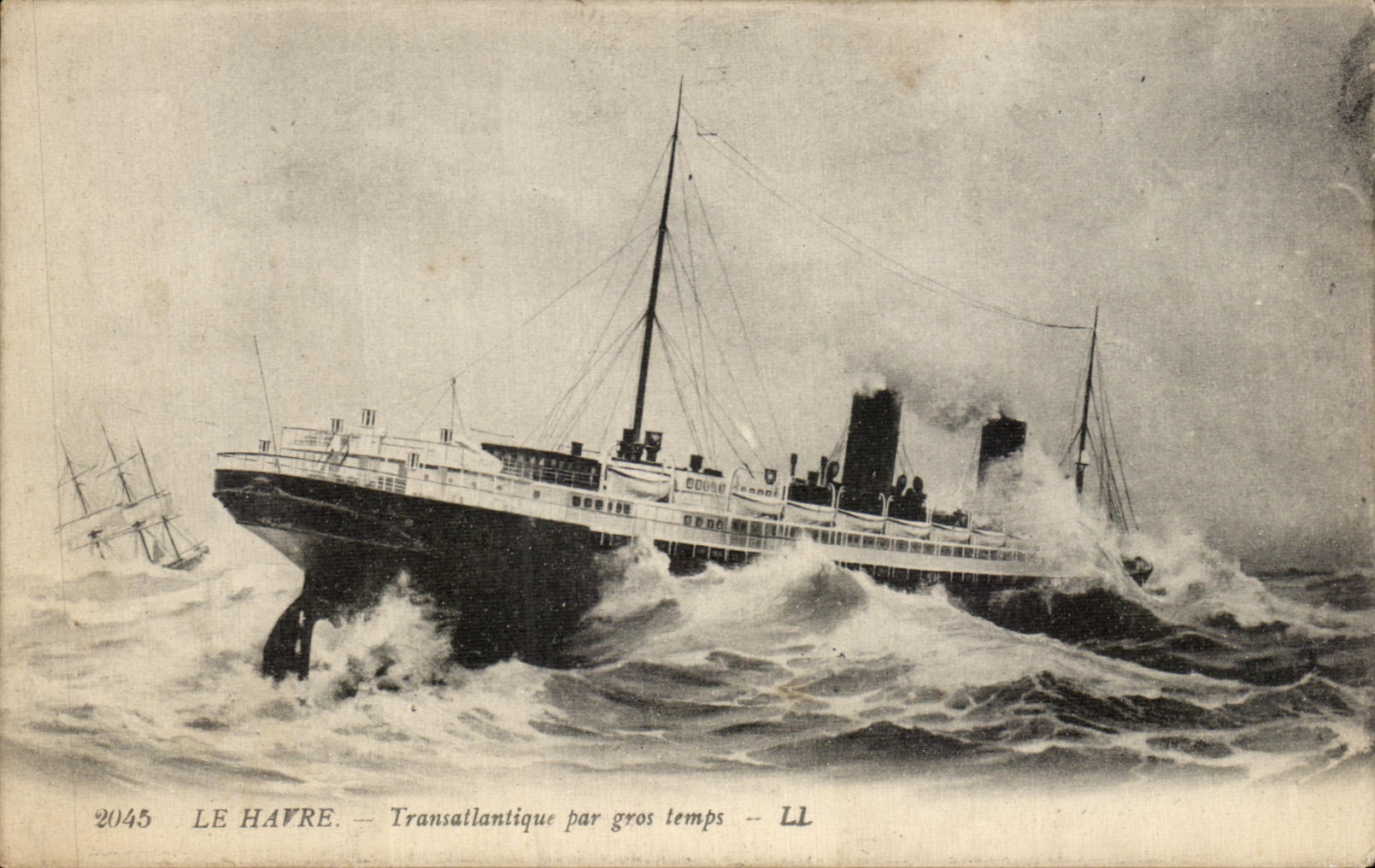 CPA Le Havre transatlAntico por el tiempo pesado