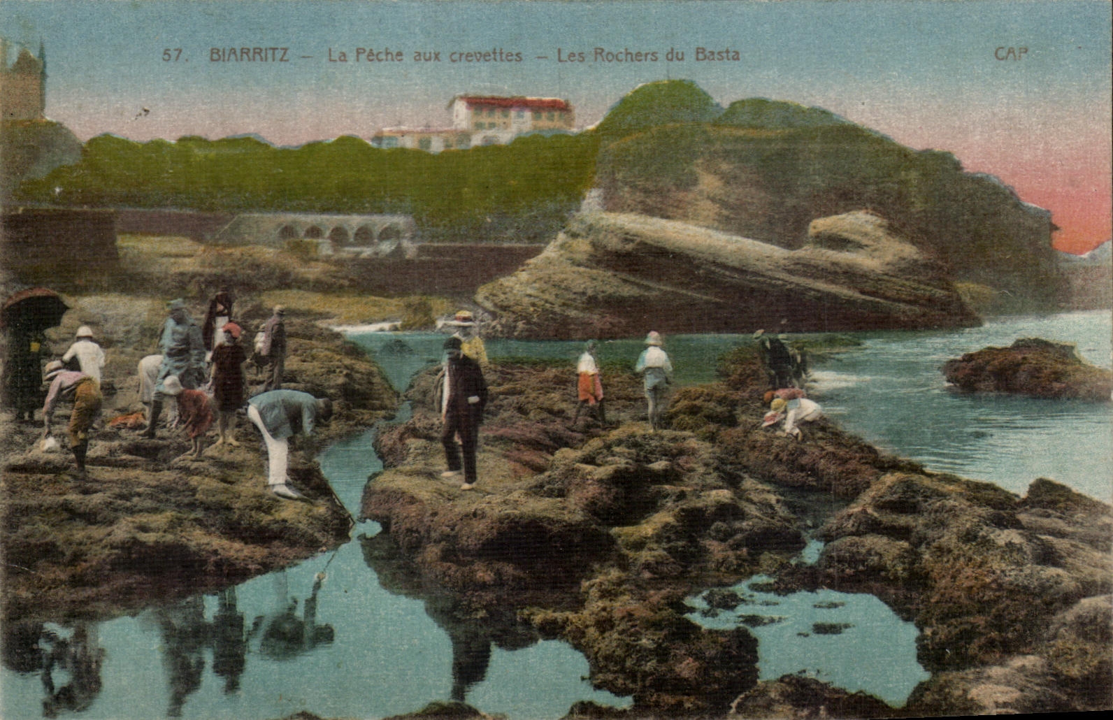 CPA Biarritz La Peche aux crevettes Les Rochers du Basta