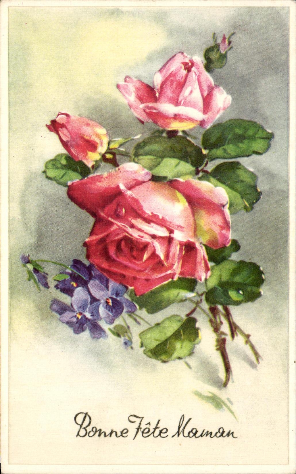 CPA Fantaisie Fleurs Bonne Fete Maman
