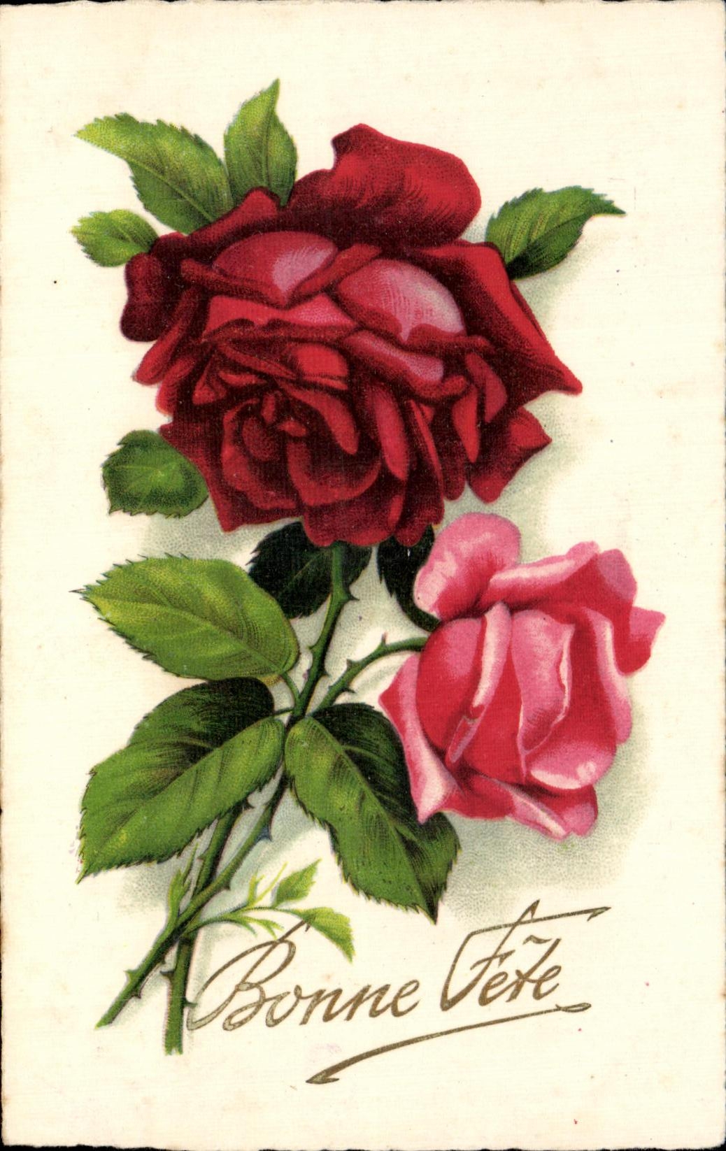 CPA Fantaisie Fleurs Bonne Fete Rose