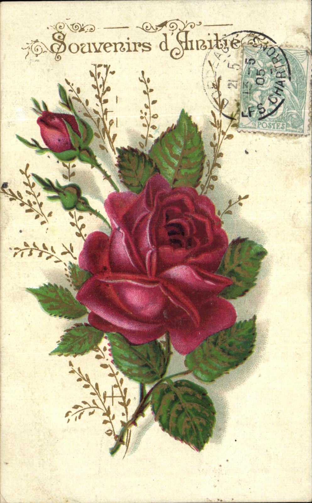 CPA Fantaisie Fleur Souvenirs d Amitie