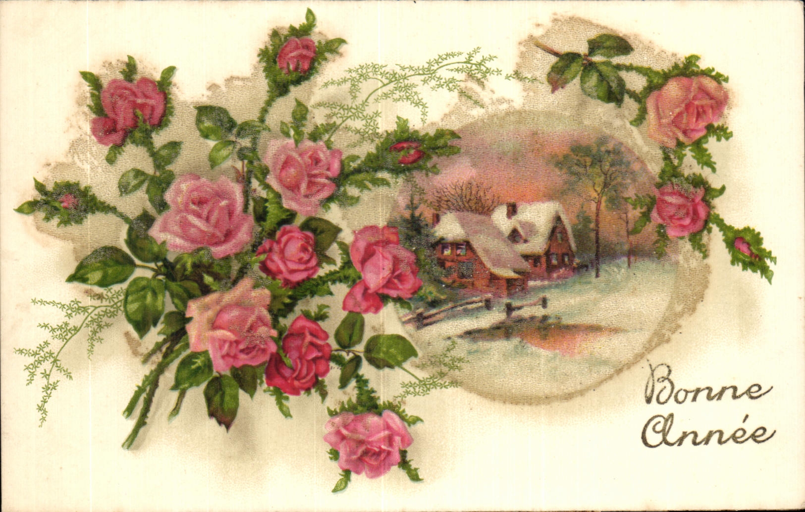 CPA Fantaisie Fleur Bonne Annee