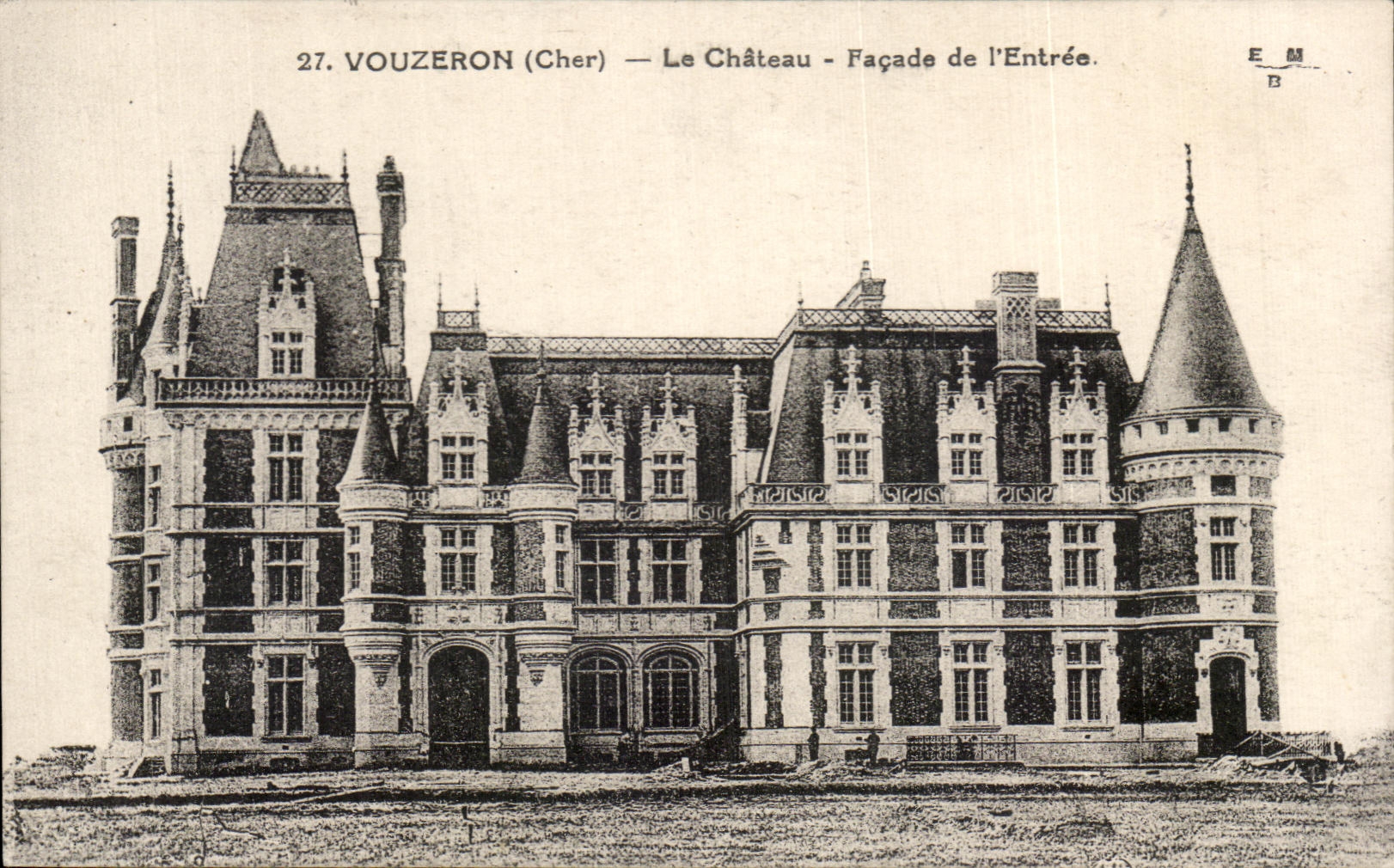 CPA Vouzeron the Castle Frontage of I Entrance
