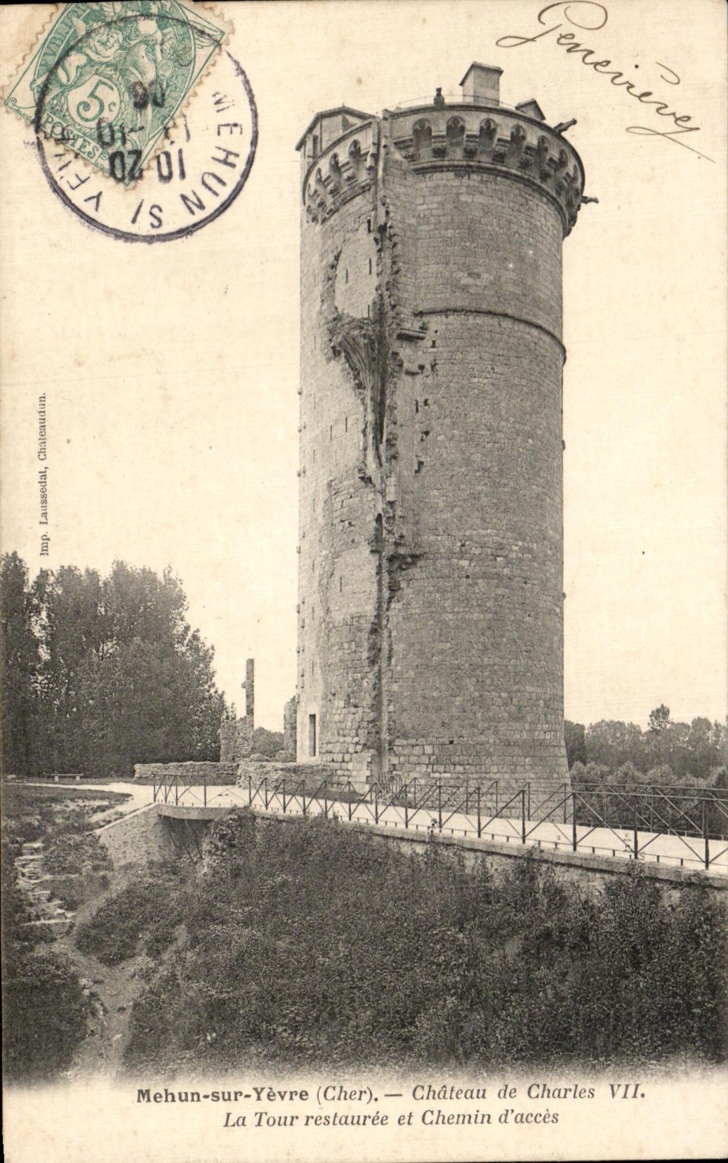 CPA Mehun on Yevre Castle of Charles the Tower restauree and Chemin aeces