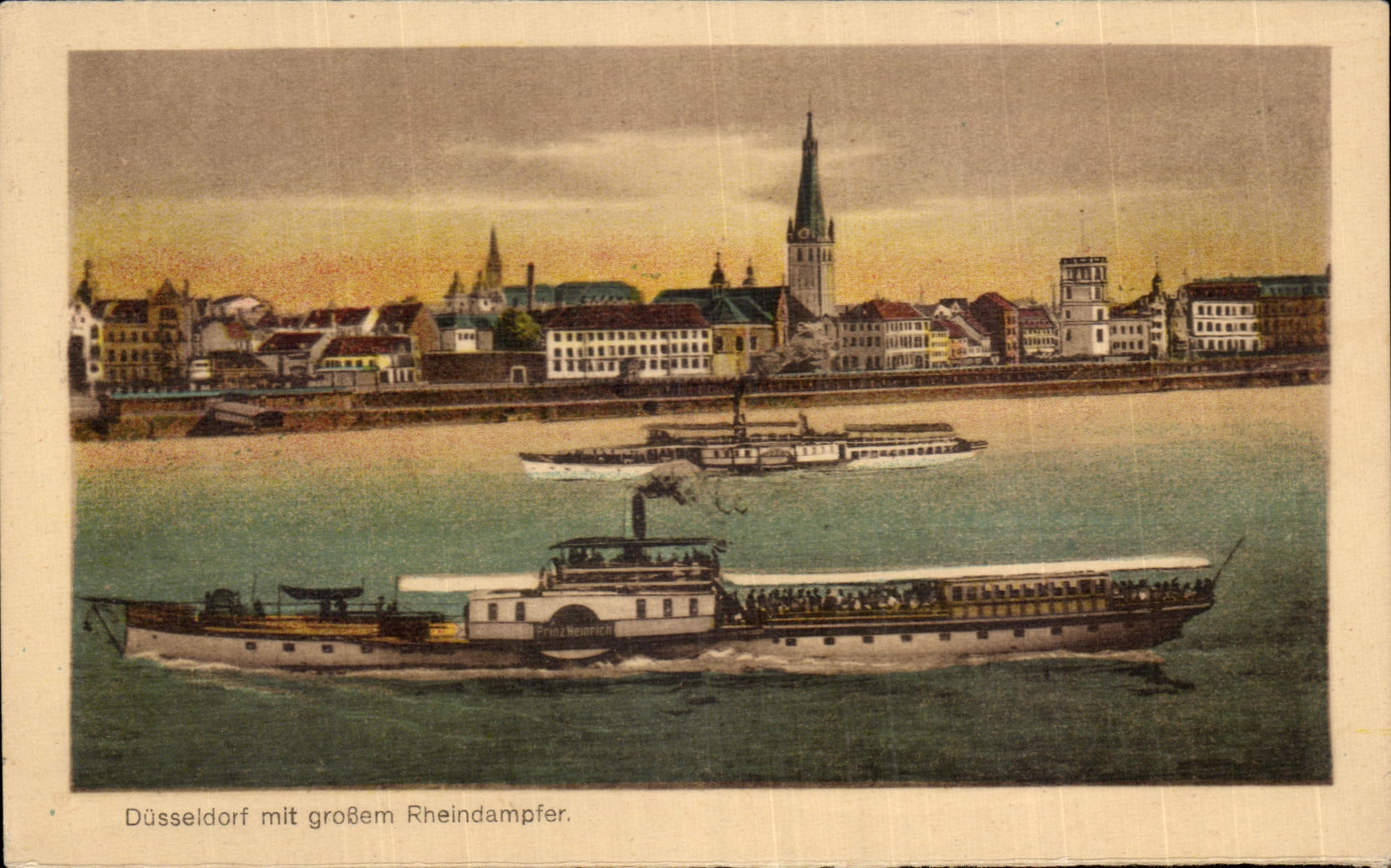 CPA Dusseldorf mit grosem Rheindampfer Bateau Boat