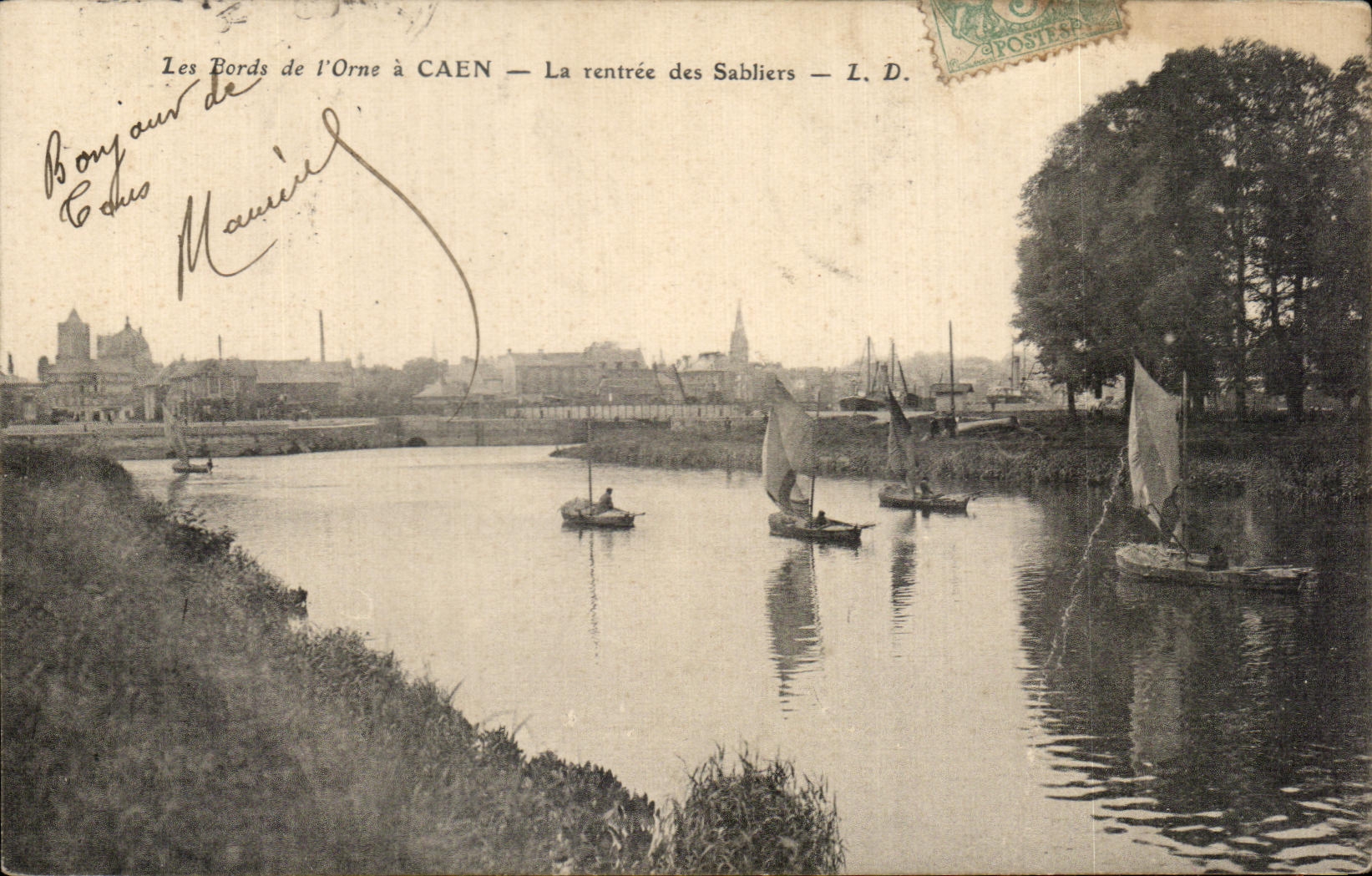 CPA the Edges of Orne has Caen the re-entry of the Sand glasses Boats