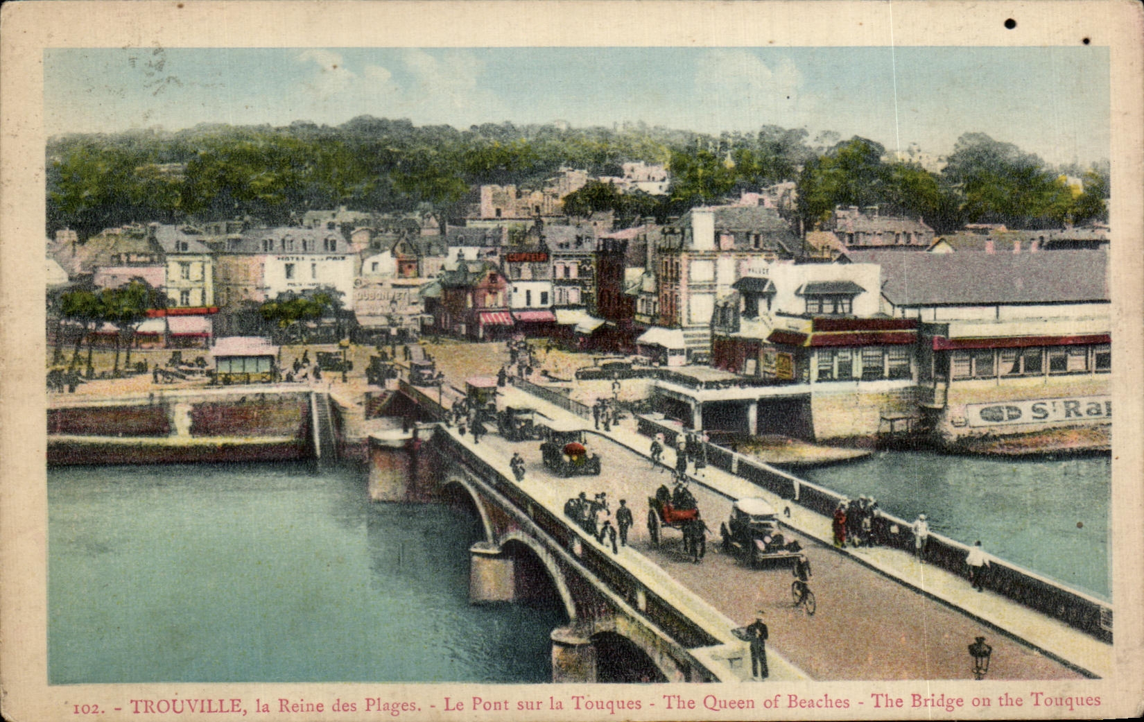 CPA Trouvillle la Reine des Plages Le Pont sur la Touques The Queen of Beaches The Bridge on the Touques