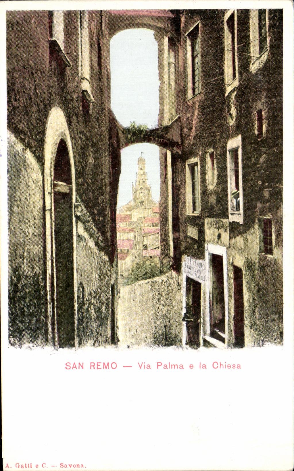 CPA San Remo Via Palma e la Chiesa