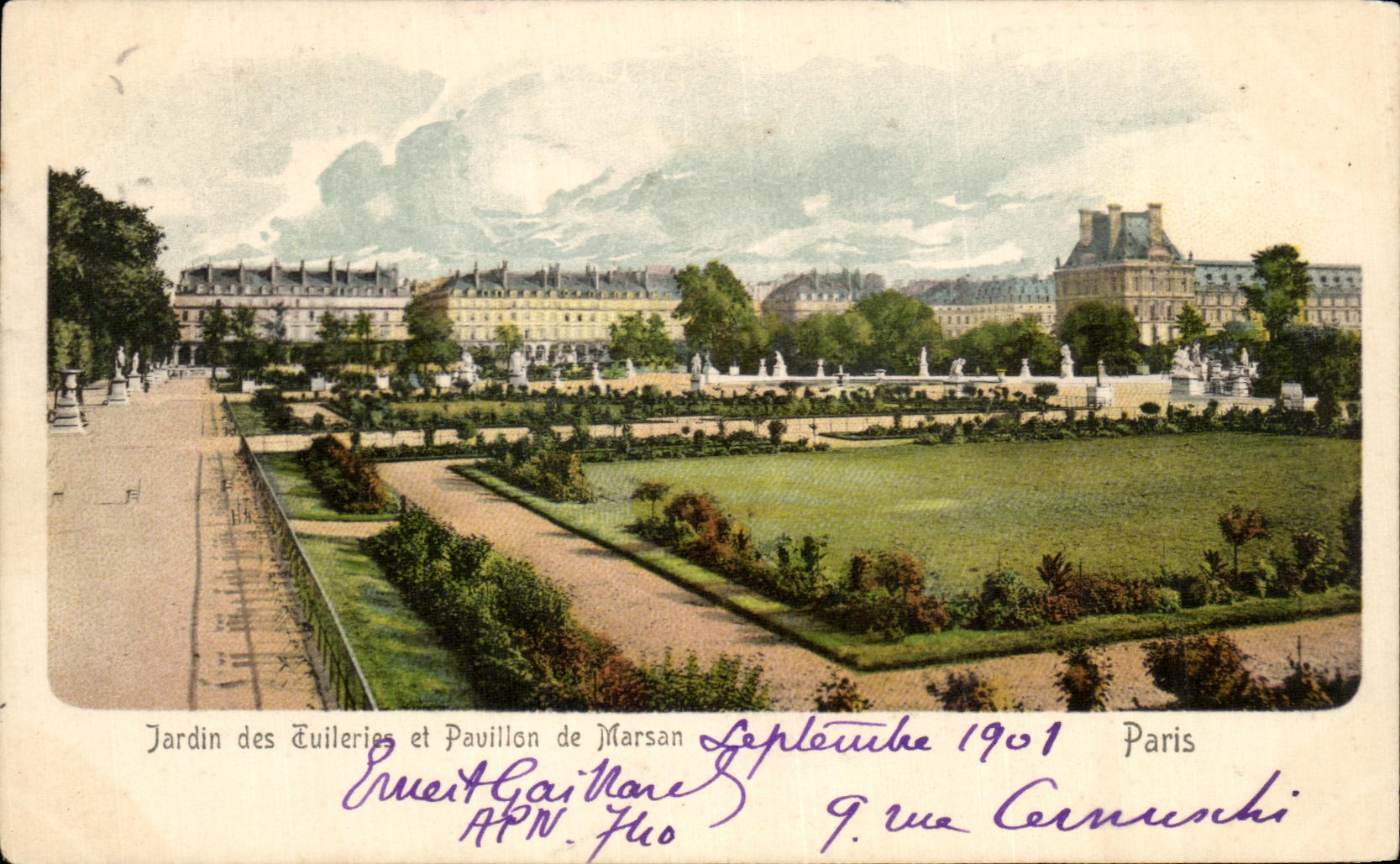 CPA Garden of tileries and House of Marsan Paris
