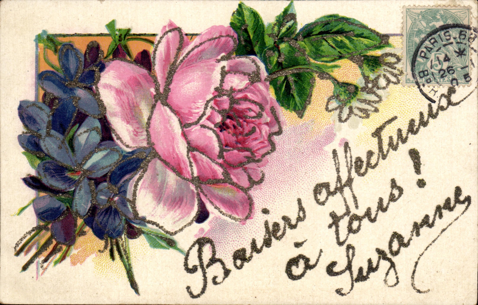 CPA Fantaisie Fleurs Barsers Affectueux a tours luzanne