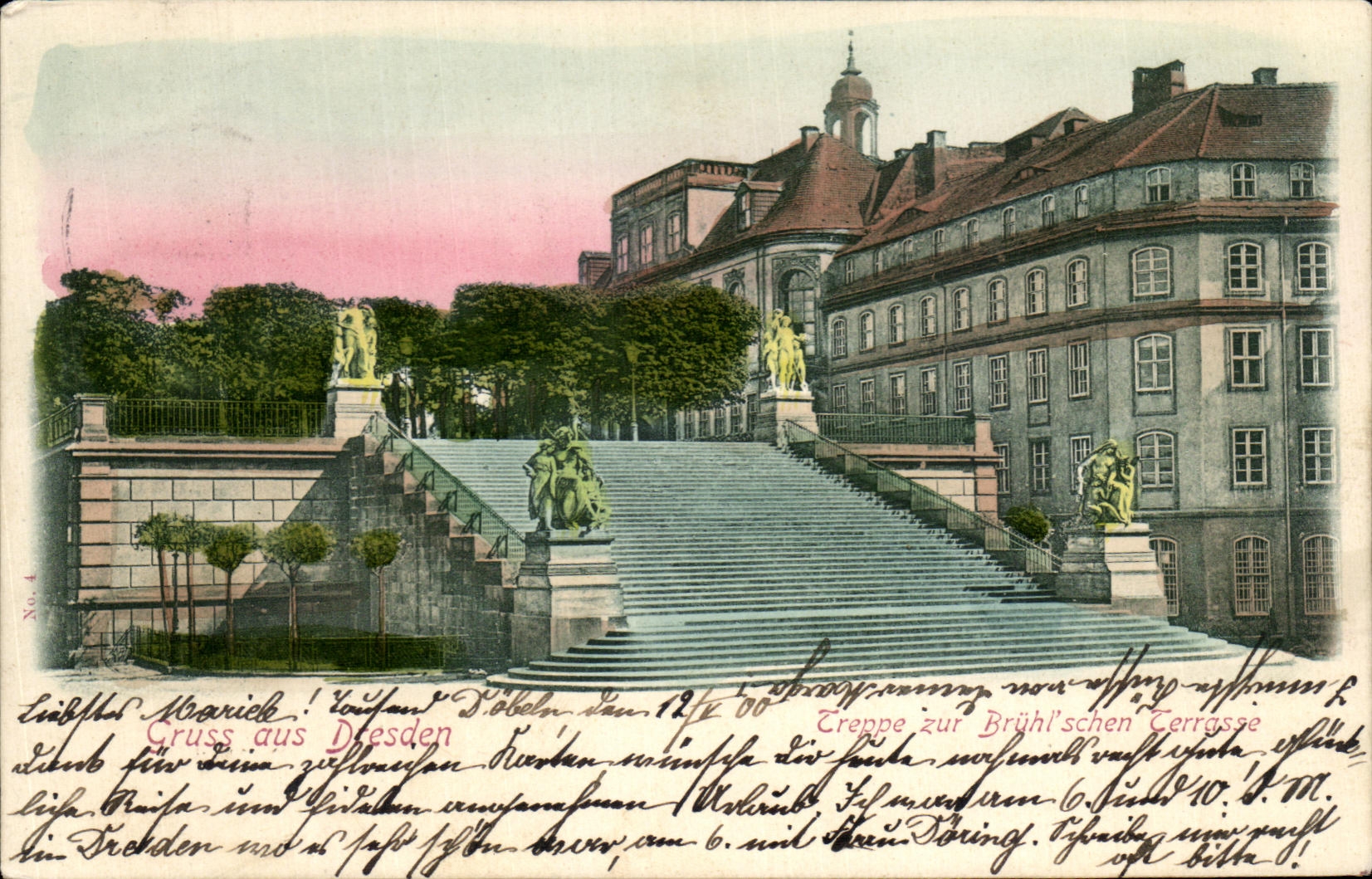 CPA gruss aus Dresden Treppe zur Bruhi schen Terrasse