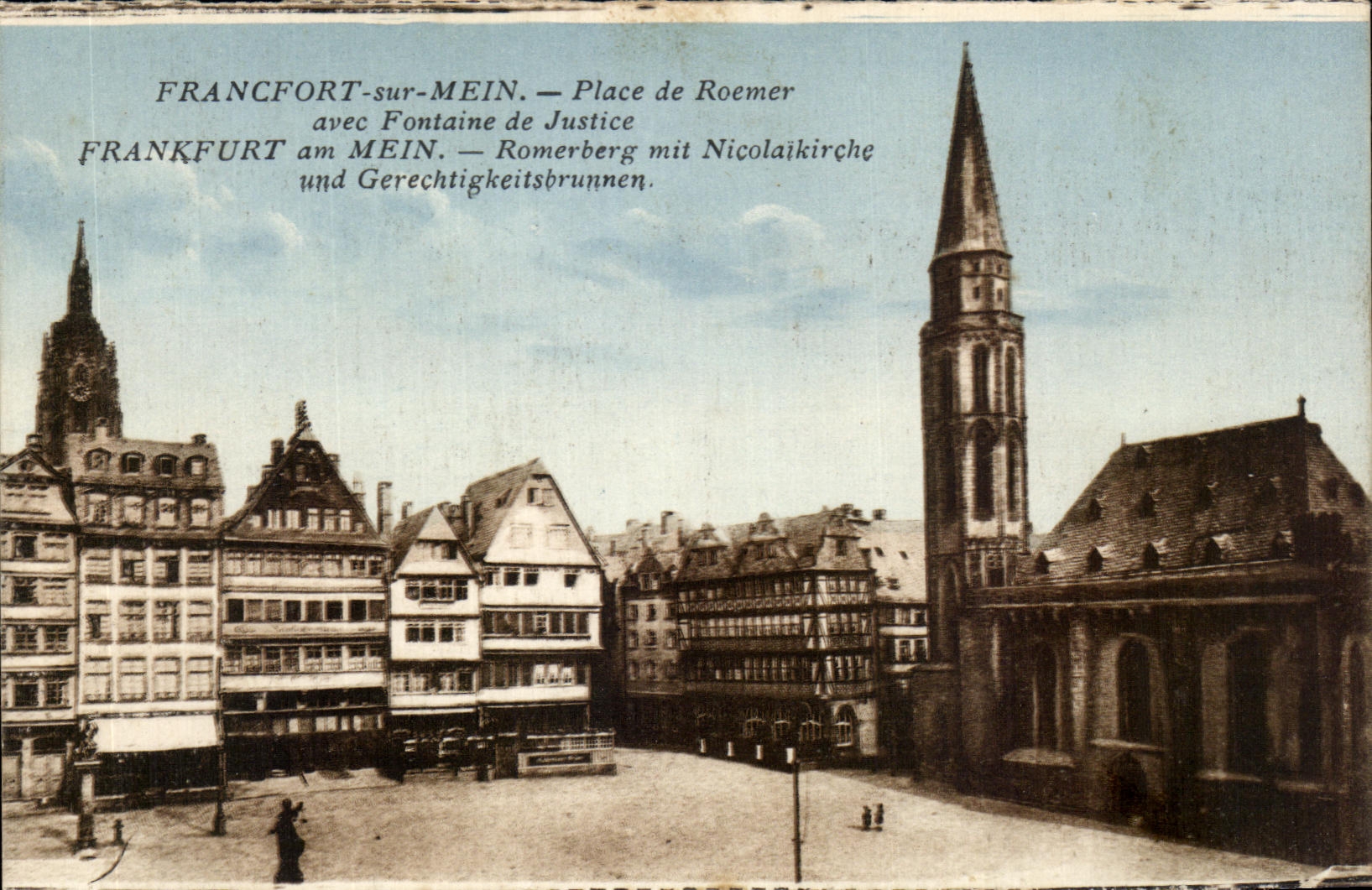 CPA Francfort en el lugar del mein de Roemer con la fuente del mein Romerberg del amndt de Francfort de la justicia