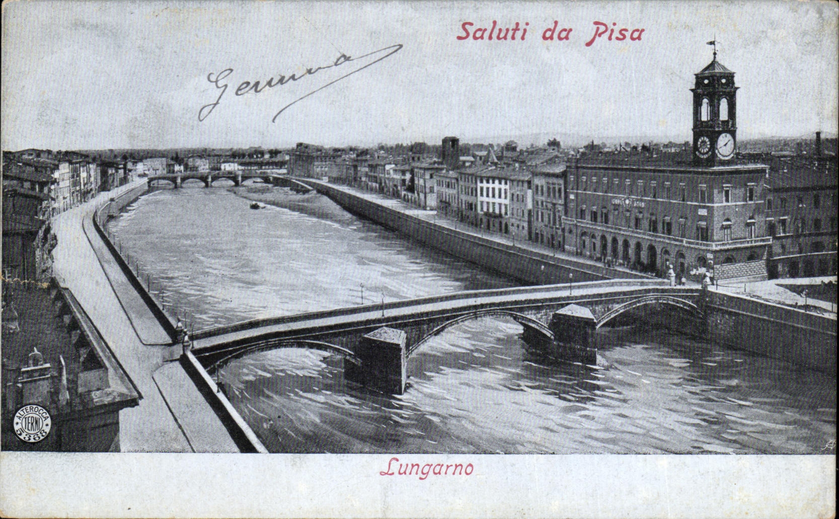 CPA Saluti da pisa Lungarno