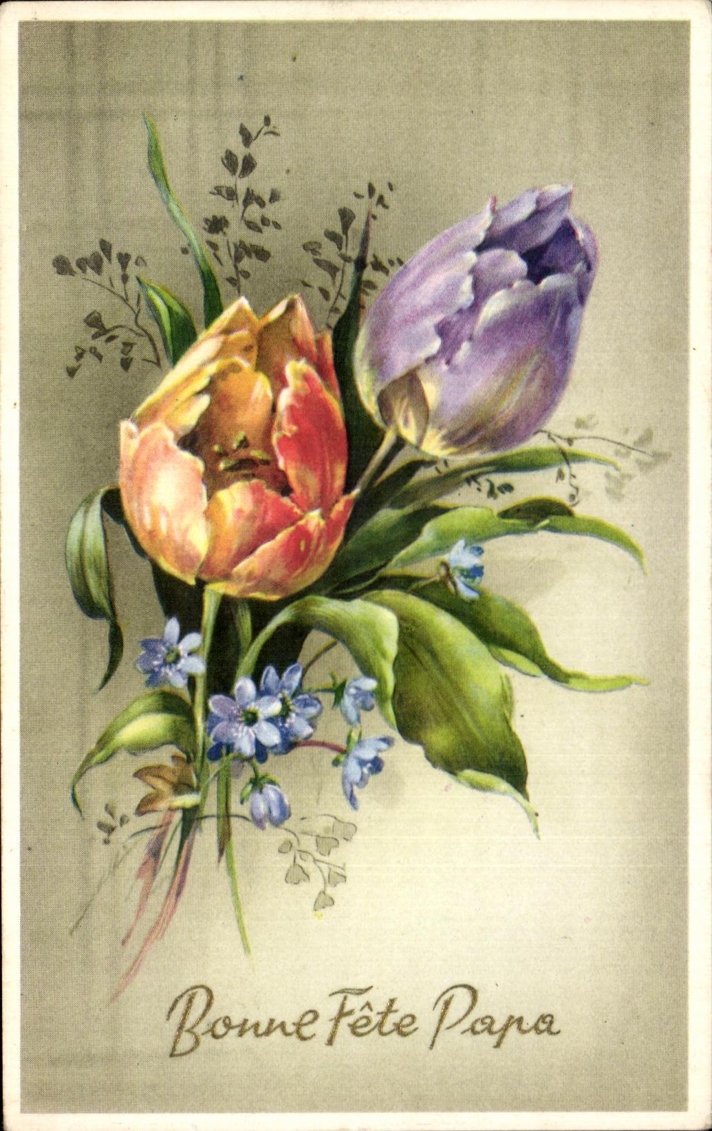 CPA Fantaisie Fleurs Bonne Fete Papa