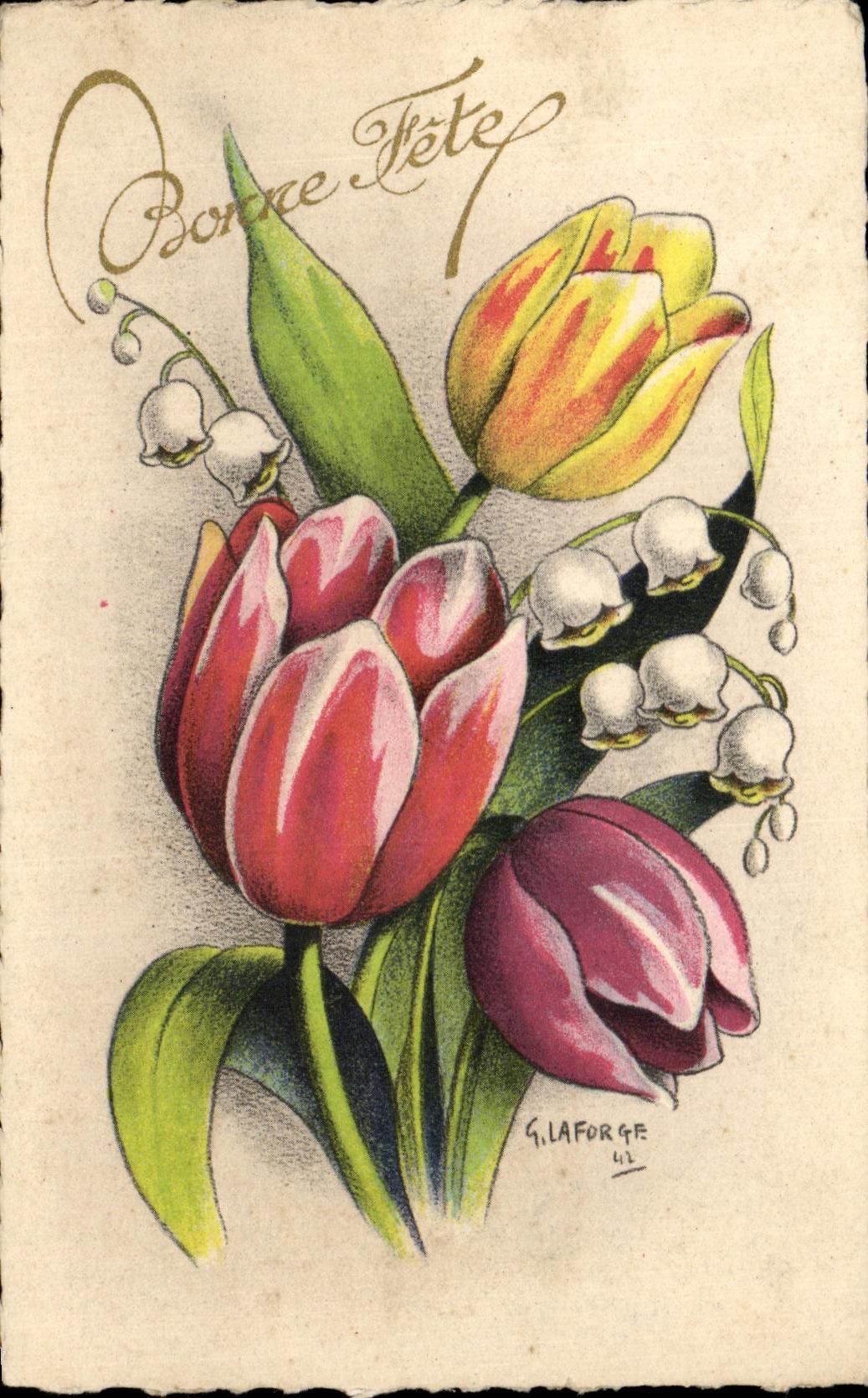 CPA Fantaisie Fleurs Bonne Fete Muguet