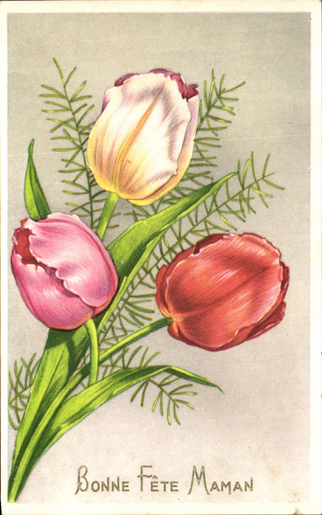 CPA Fantaisie fleurs Bonne Fete Maman