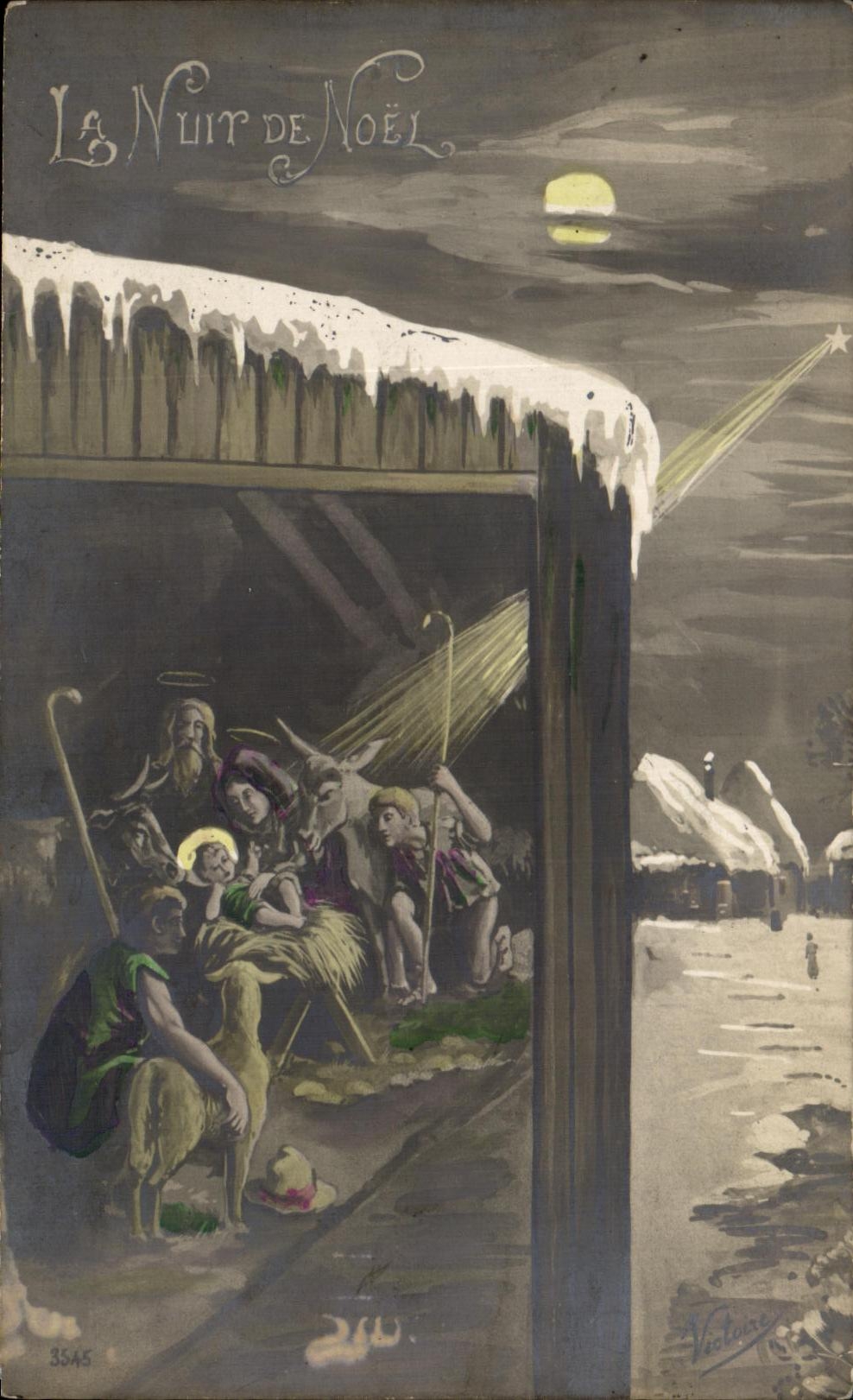 CPA Joyeux Noel Christmas La nuit de noel Berger Jesus 
