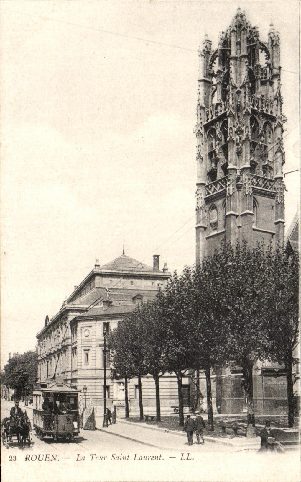 CPA Rouen the Tower Saint Laurent Tram