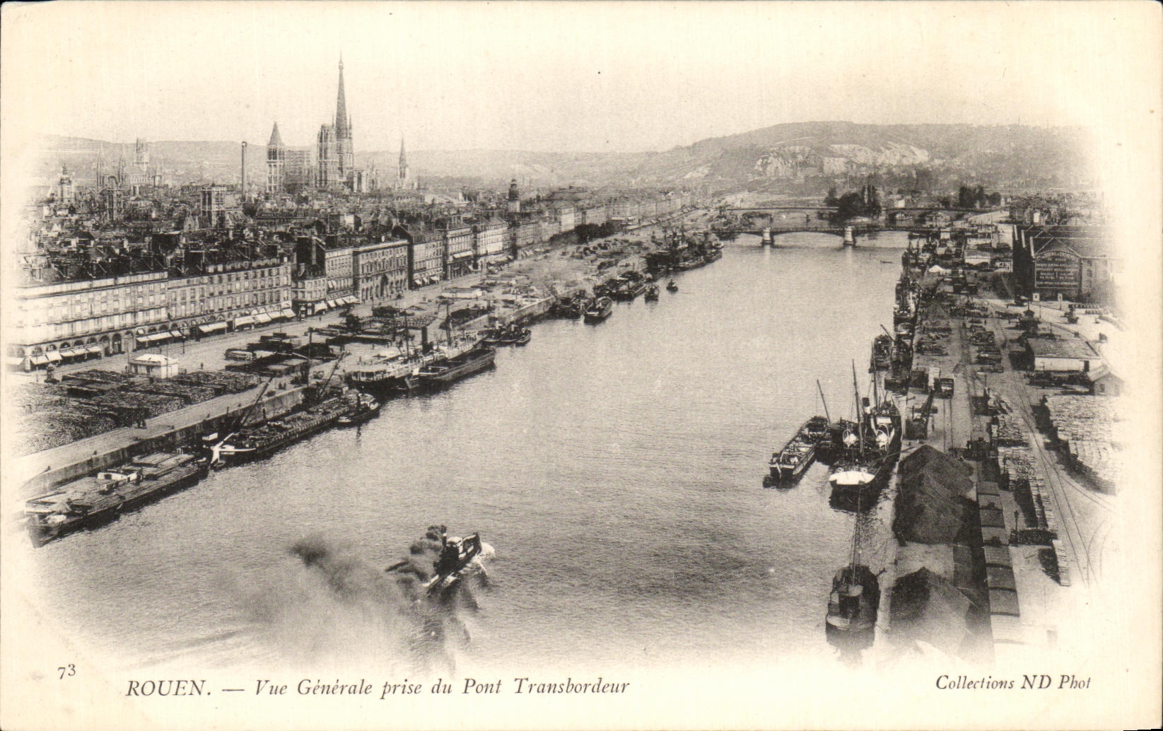 CPA Rouen View Taken of the Transporter bridge Boats
