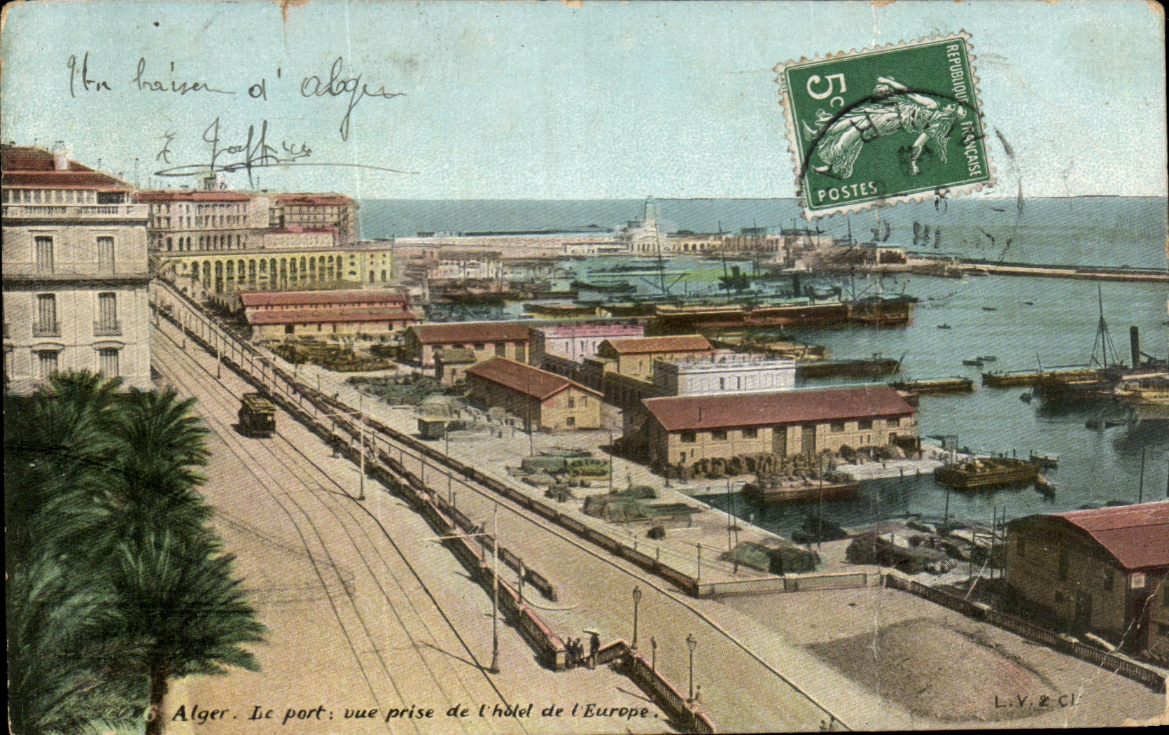 CPA Argel el puerto visto del hotel de Europa