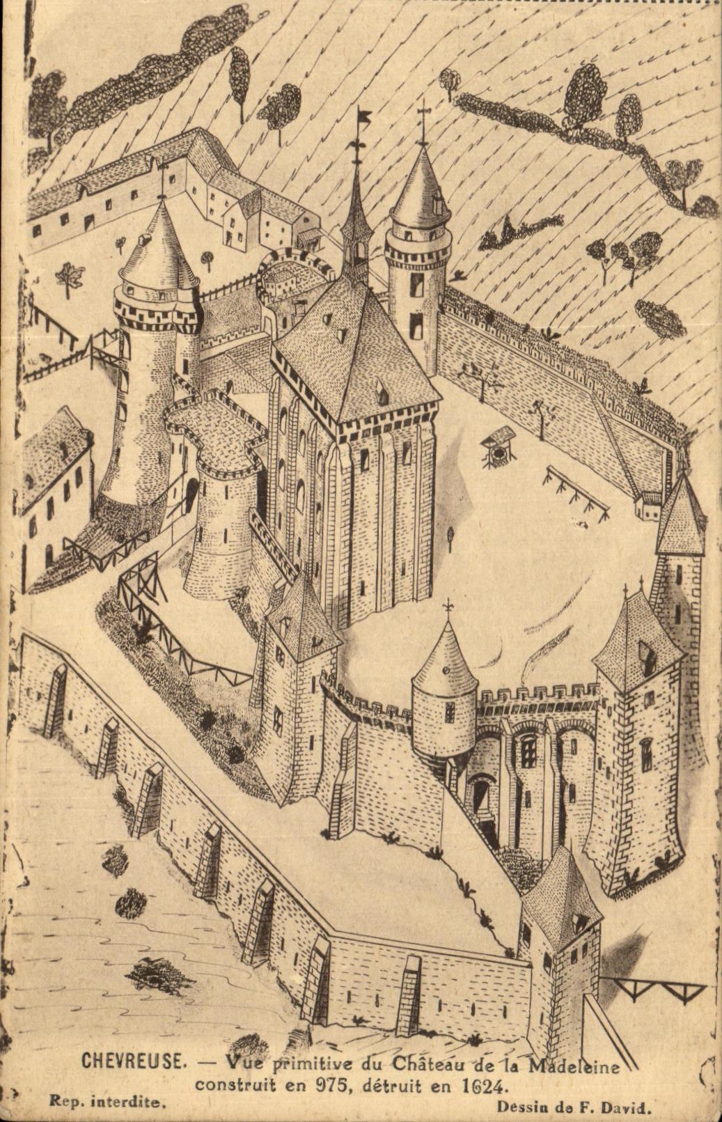 CPA Chevreuse Vue Primitive du Chateau de la Madeleine construit en detruit en