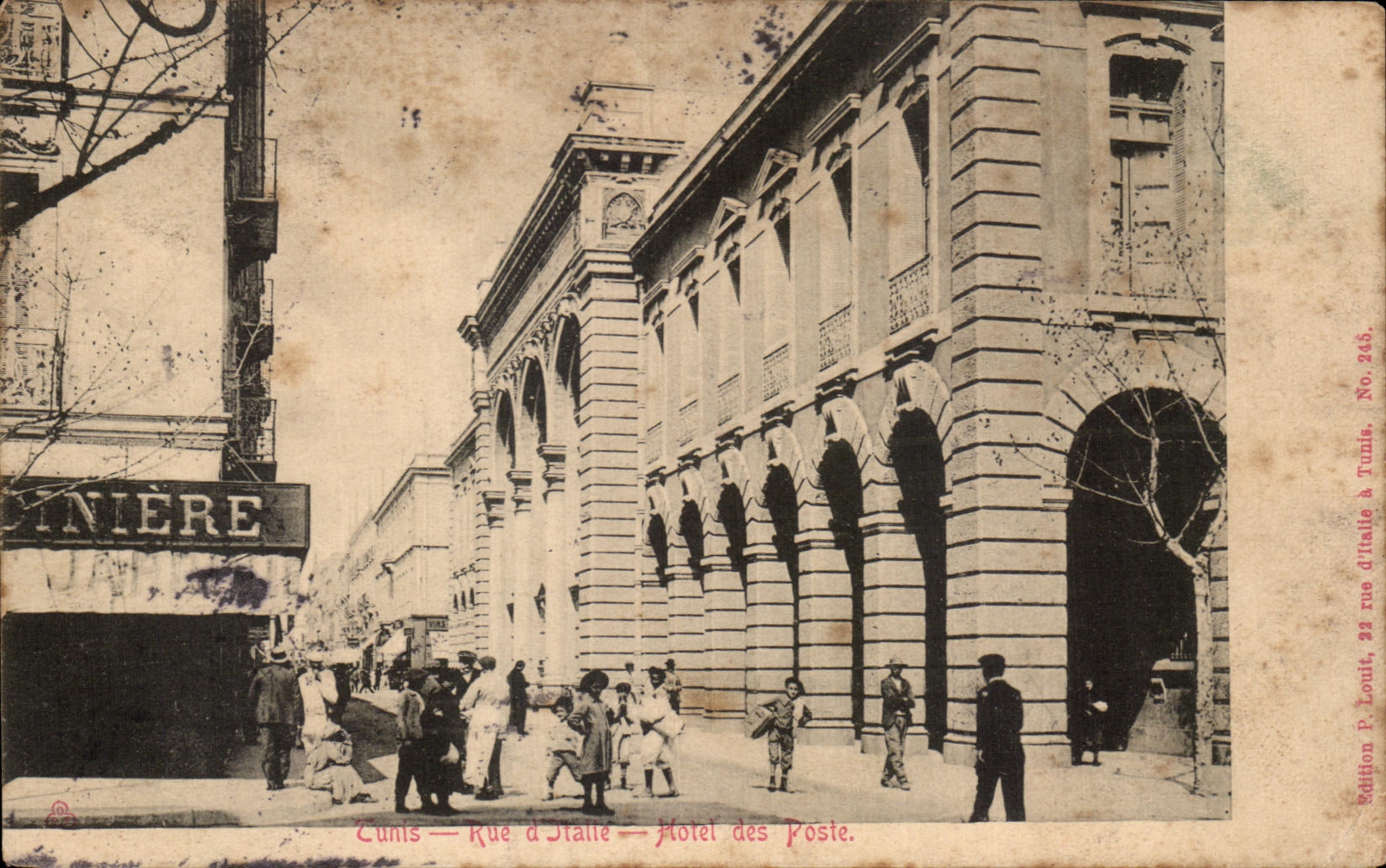 CPA Tunis Rue d Italie Hotel des Postes Tunisie