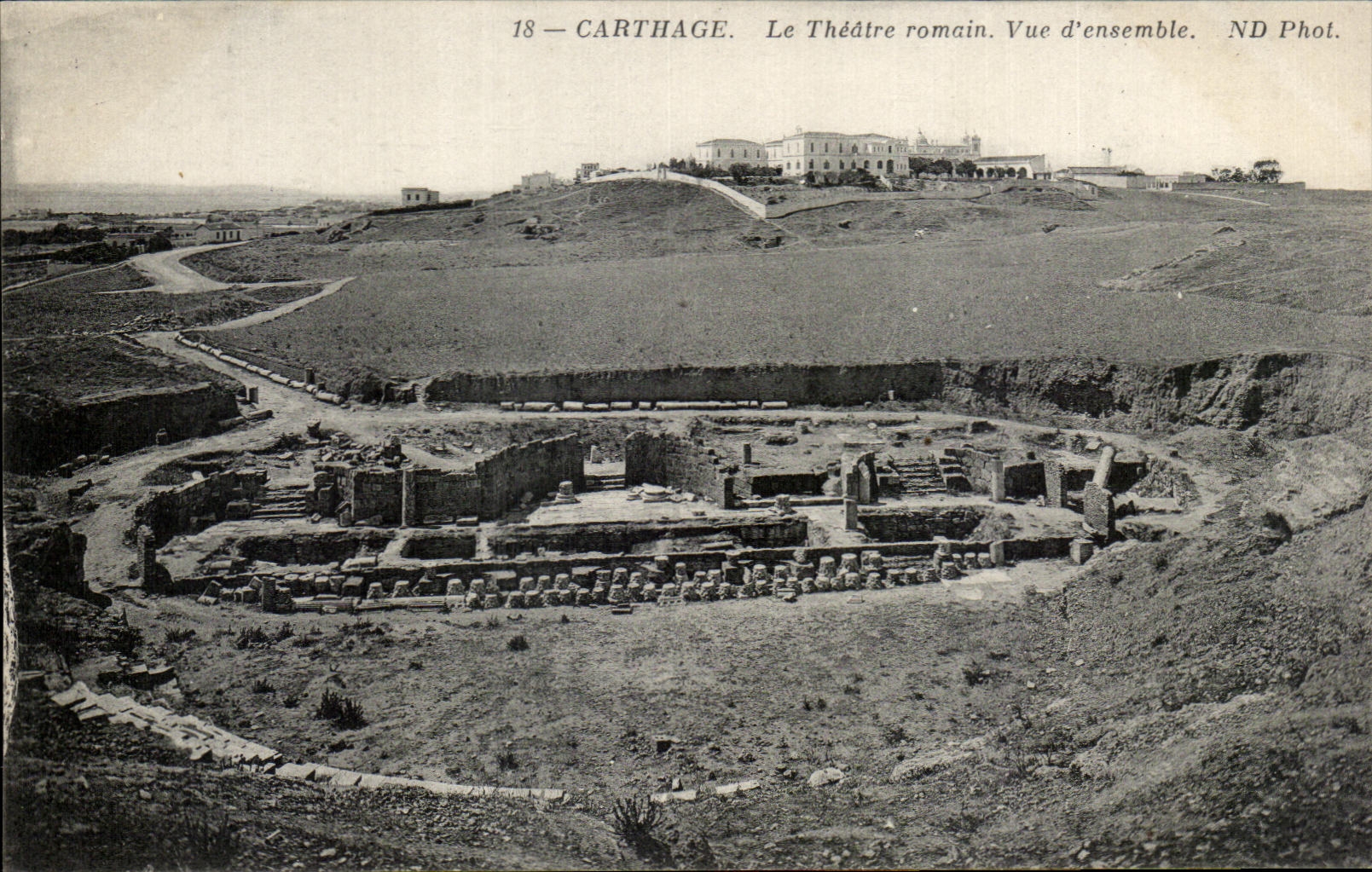 CPA Tunisia Carthage the Romain Theater Seen Together