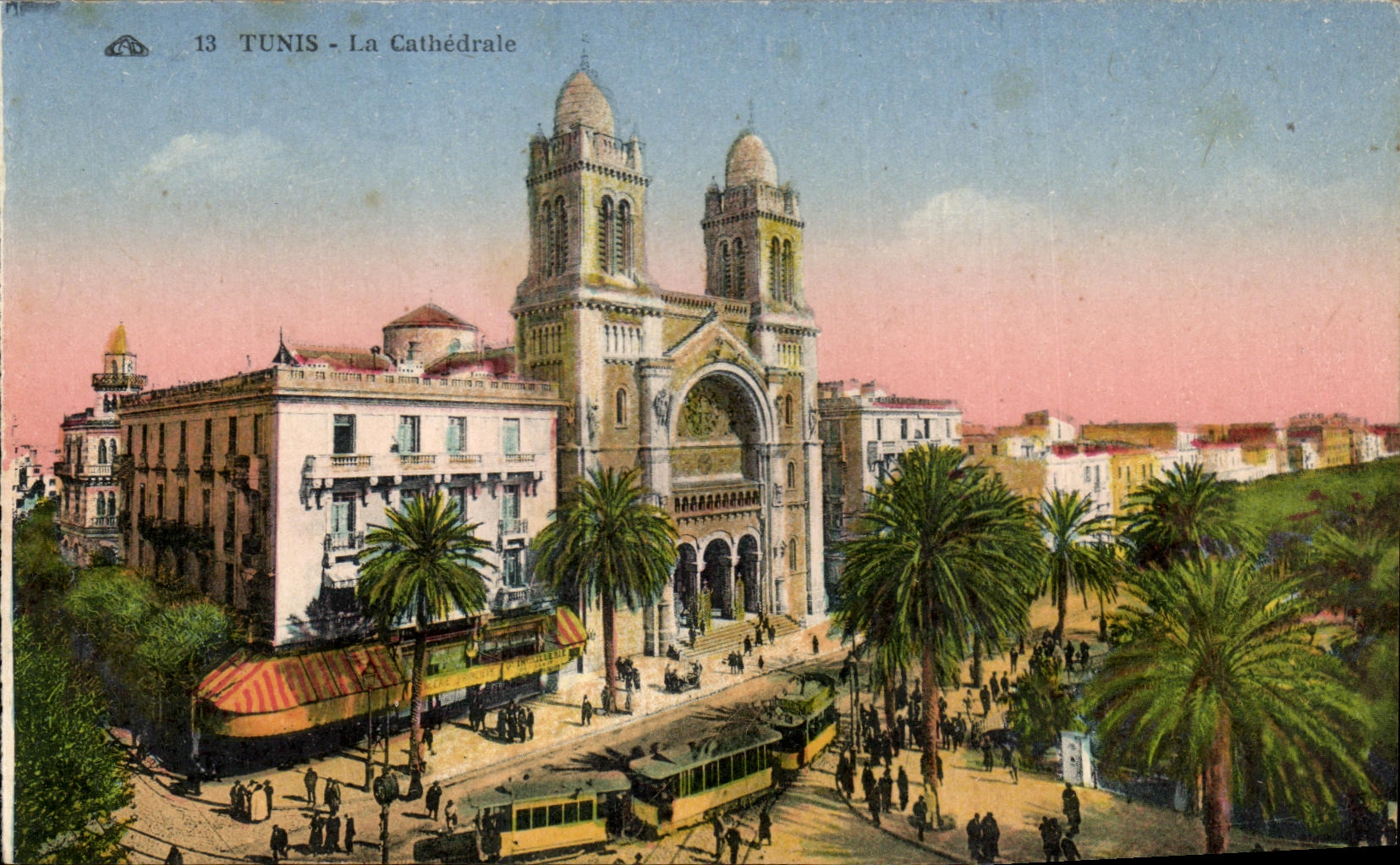 CPA Tunisia Tunis the Cathedral Tram