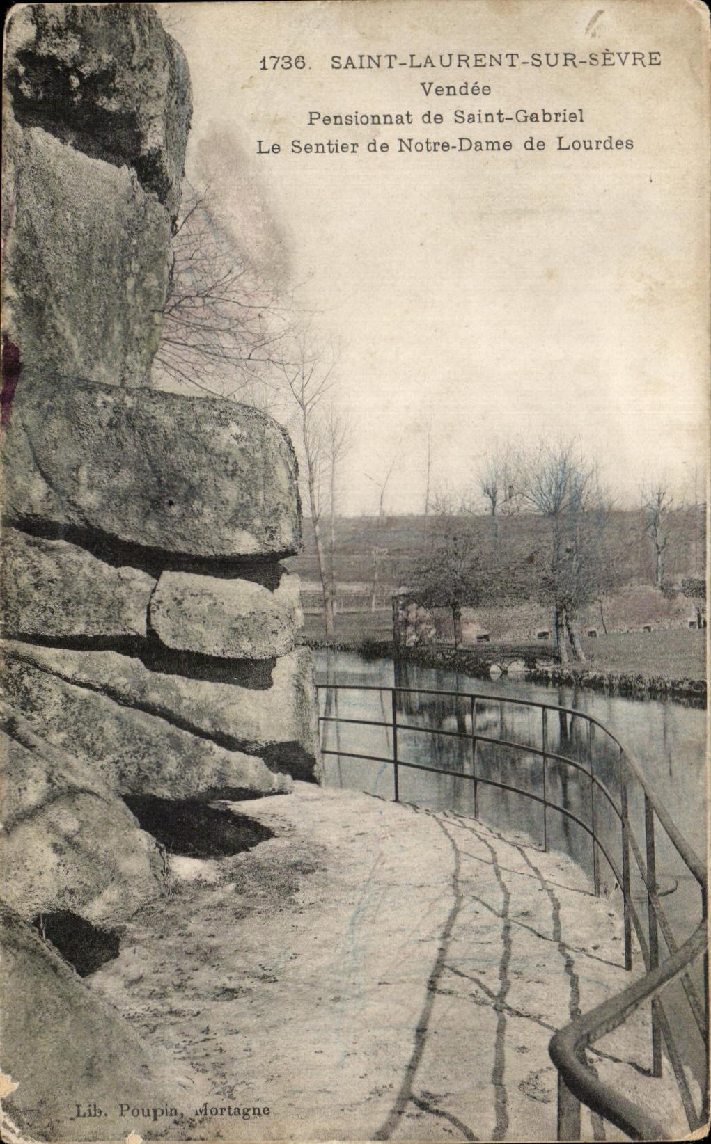 CPA Saint Laurent Sur Sevre Pensionnat de Saint Gabriel Le sentier de Notre Dame de Lourdes