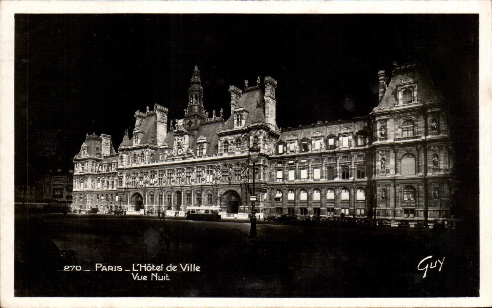 CPA Paris Town hall Seen Night