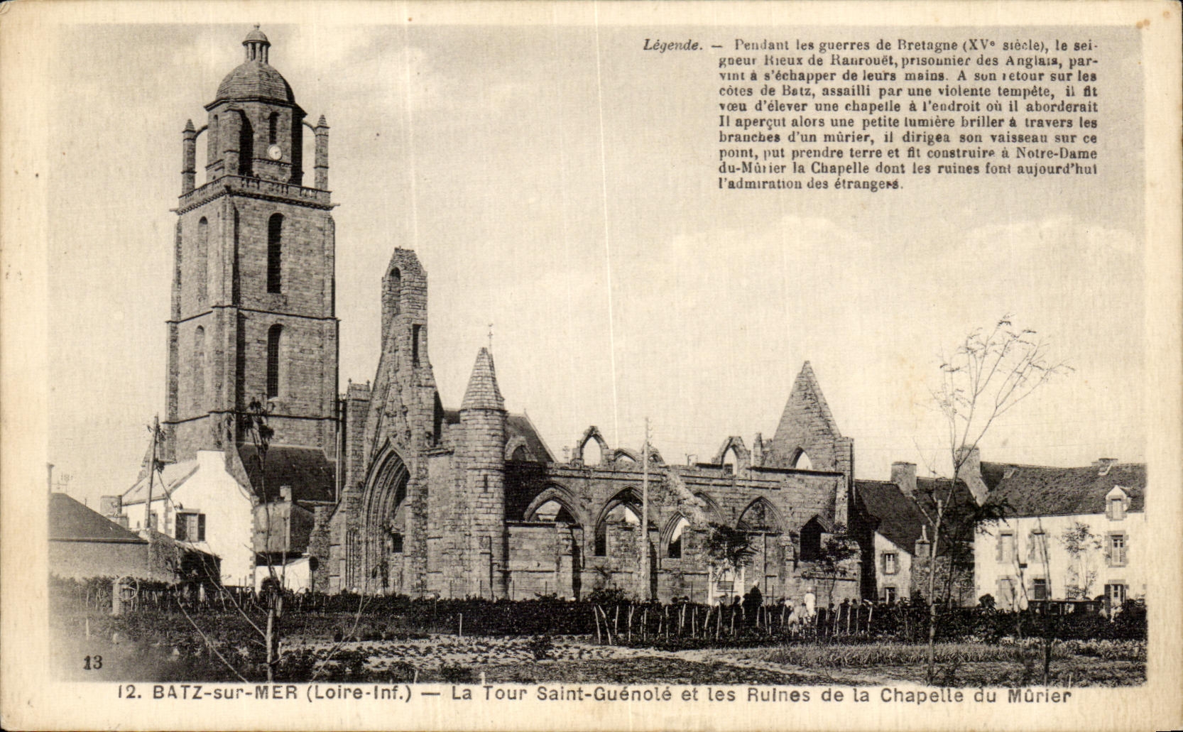 CPA Batz on Sea the Tower Saint Guenole and Ruins of the Vault of the Mulberry tree