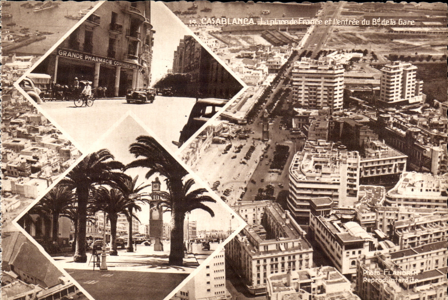 CPA Maroc Casablanca La Place France et l entree du Bd de la Gare