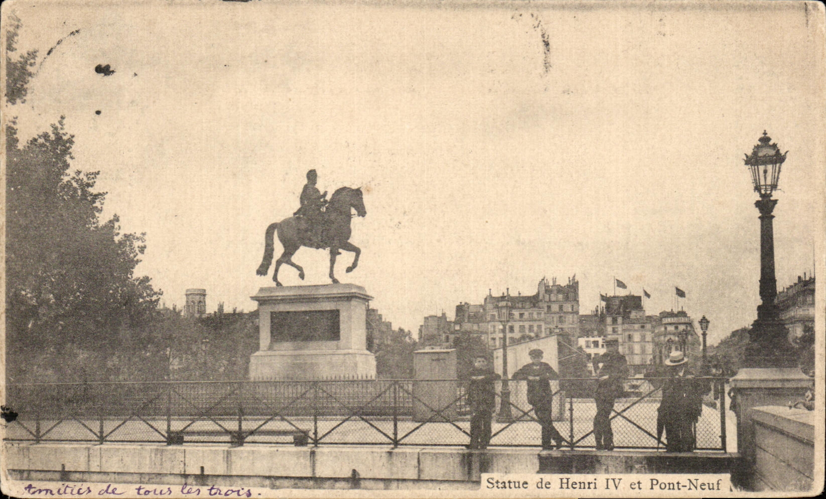 CPA Statue of Henri IV and New Bridge