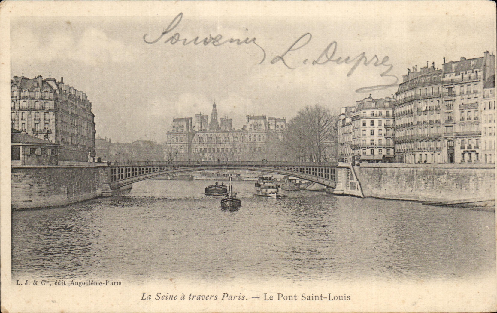 CPA the Seine through Paris the Bridge Saint Louis Town hall