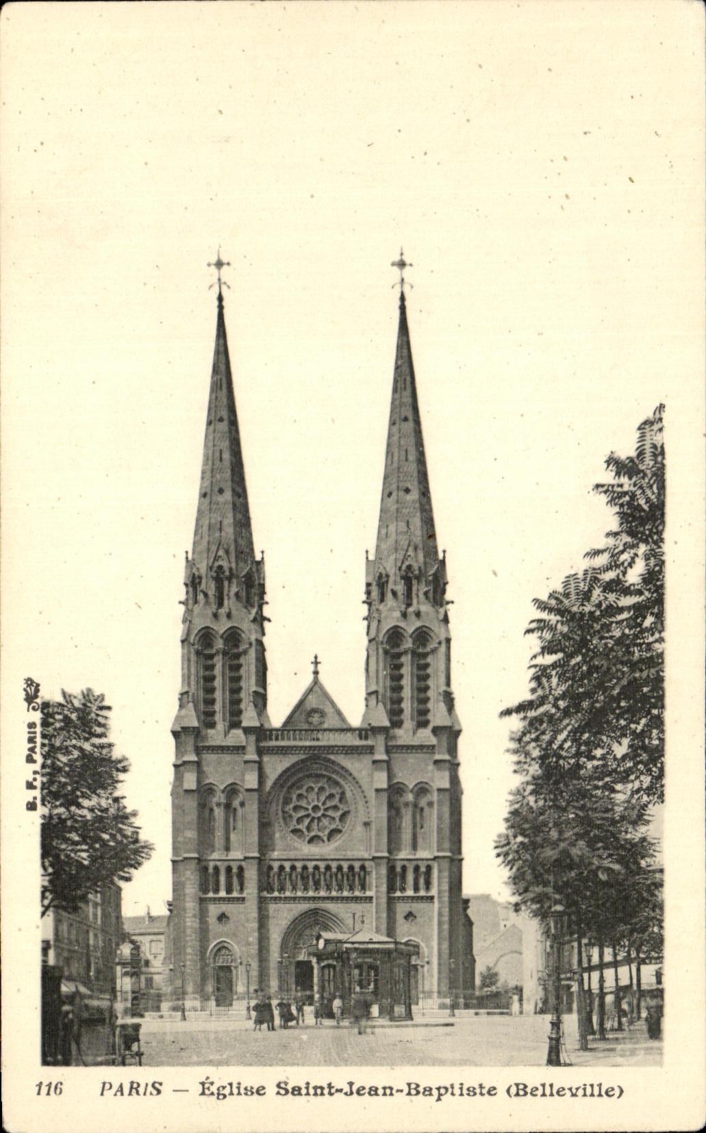 CPA Paris Eglise Saint Jean Bapliste belleville