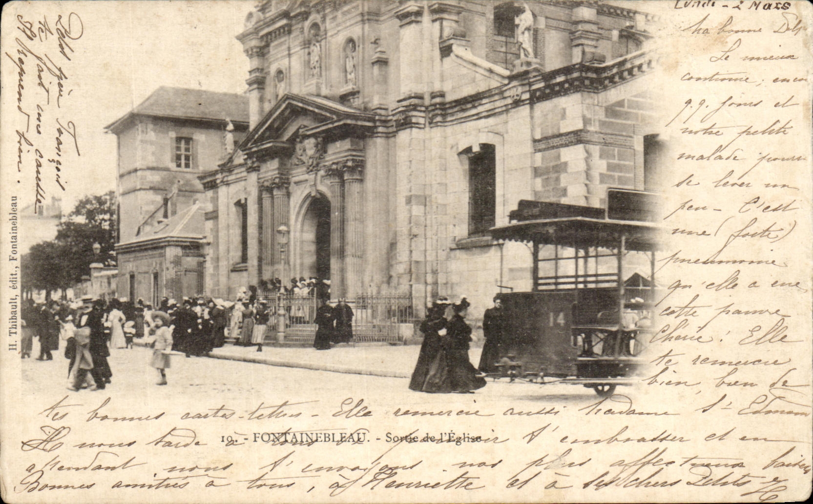CPA Fontainebleau Sortie de l Eglise