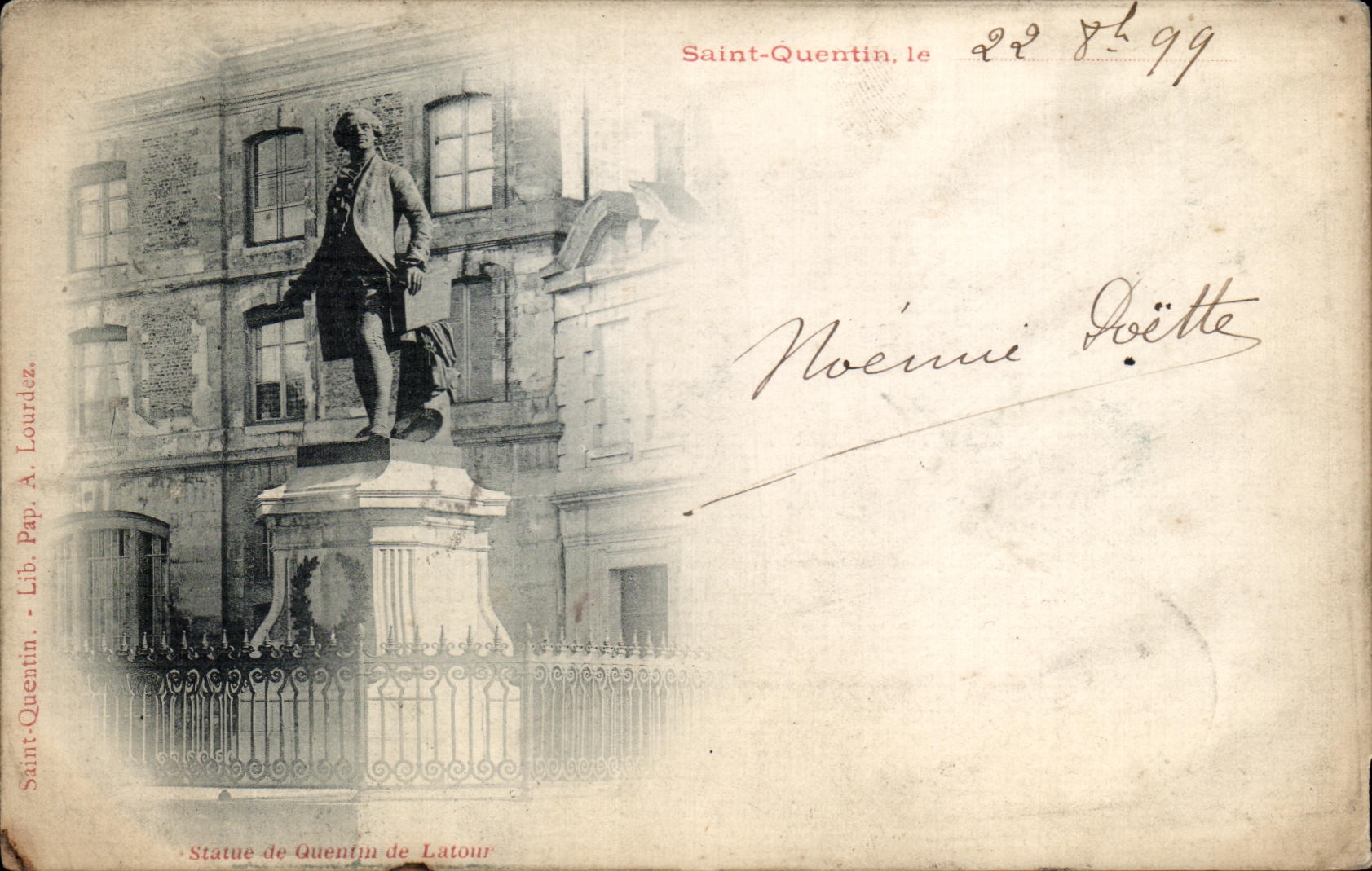 Estatua santa de CPA Quentin de la carta 1899 de Quentin de Latour