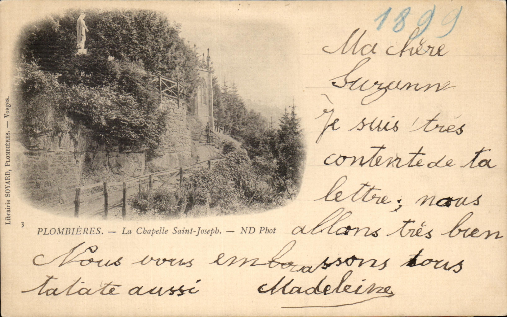 CPA Plombieres La Chapelle Saint Joseph Carte 1899