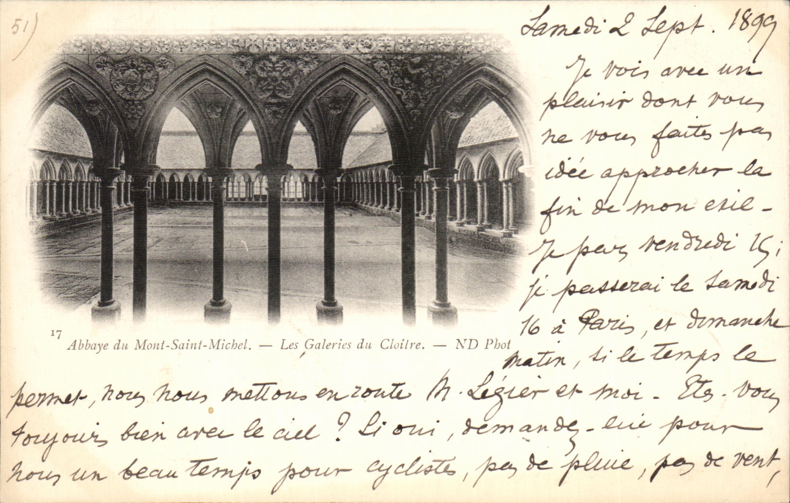 CPA Abbaye du Mont Saint Michel Les Galeries du Cloitre Carte 1899