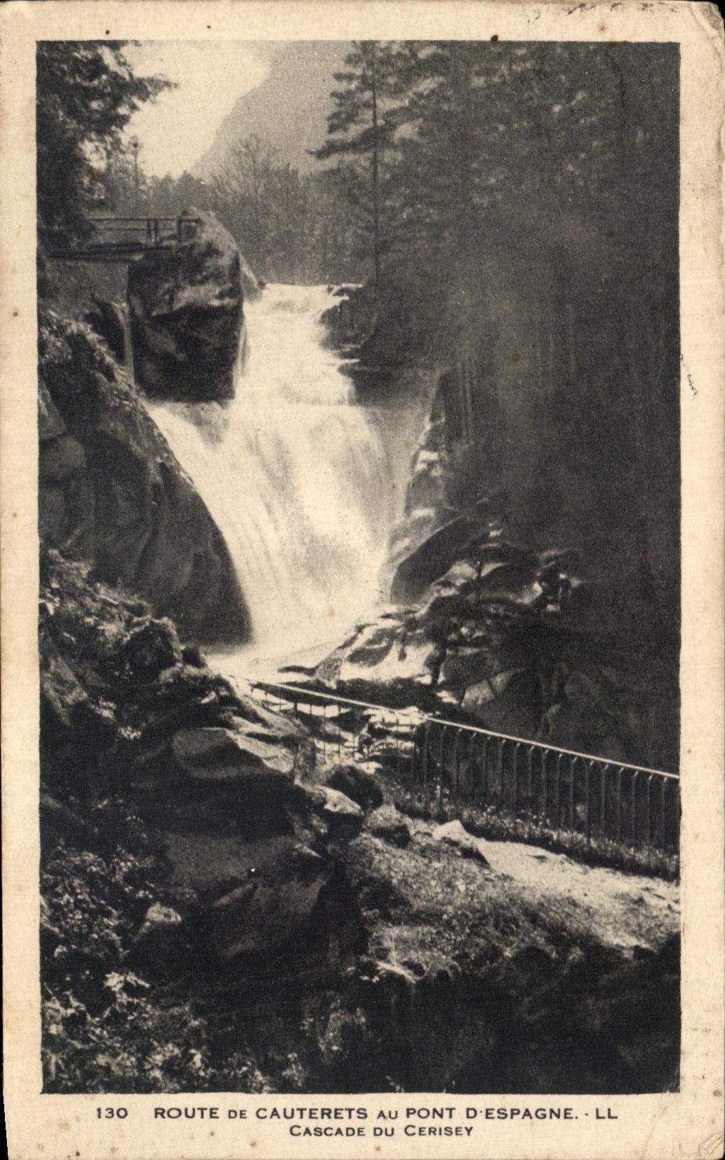 CPA Route De Cauterets With the Bridge Spain Cascades Of Cerisey