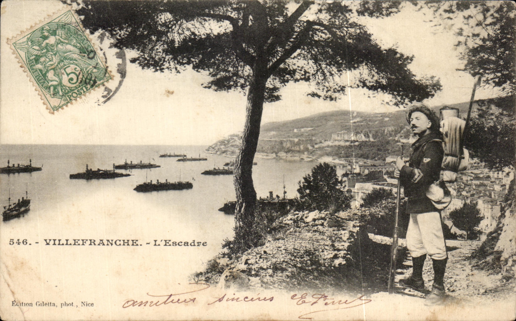 CPA Villefranche L Escadre Militaria uniforme Bateaux